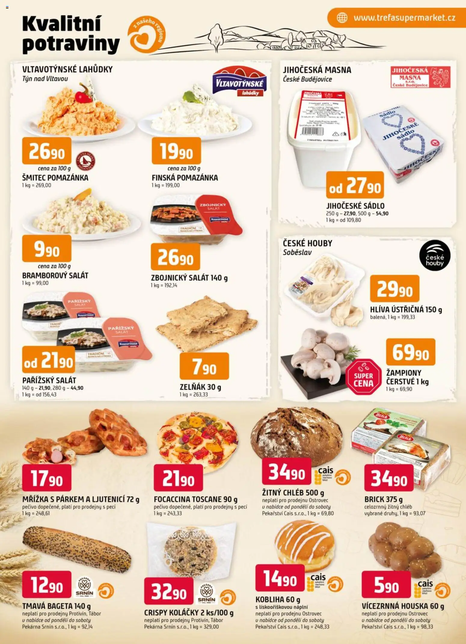 Trefa leták od 04.03.2026 | Strana: 5 | Produkty: Sádlo, Hlíva ústřičná, Chléb, Salát