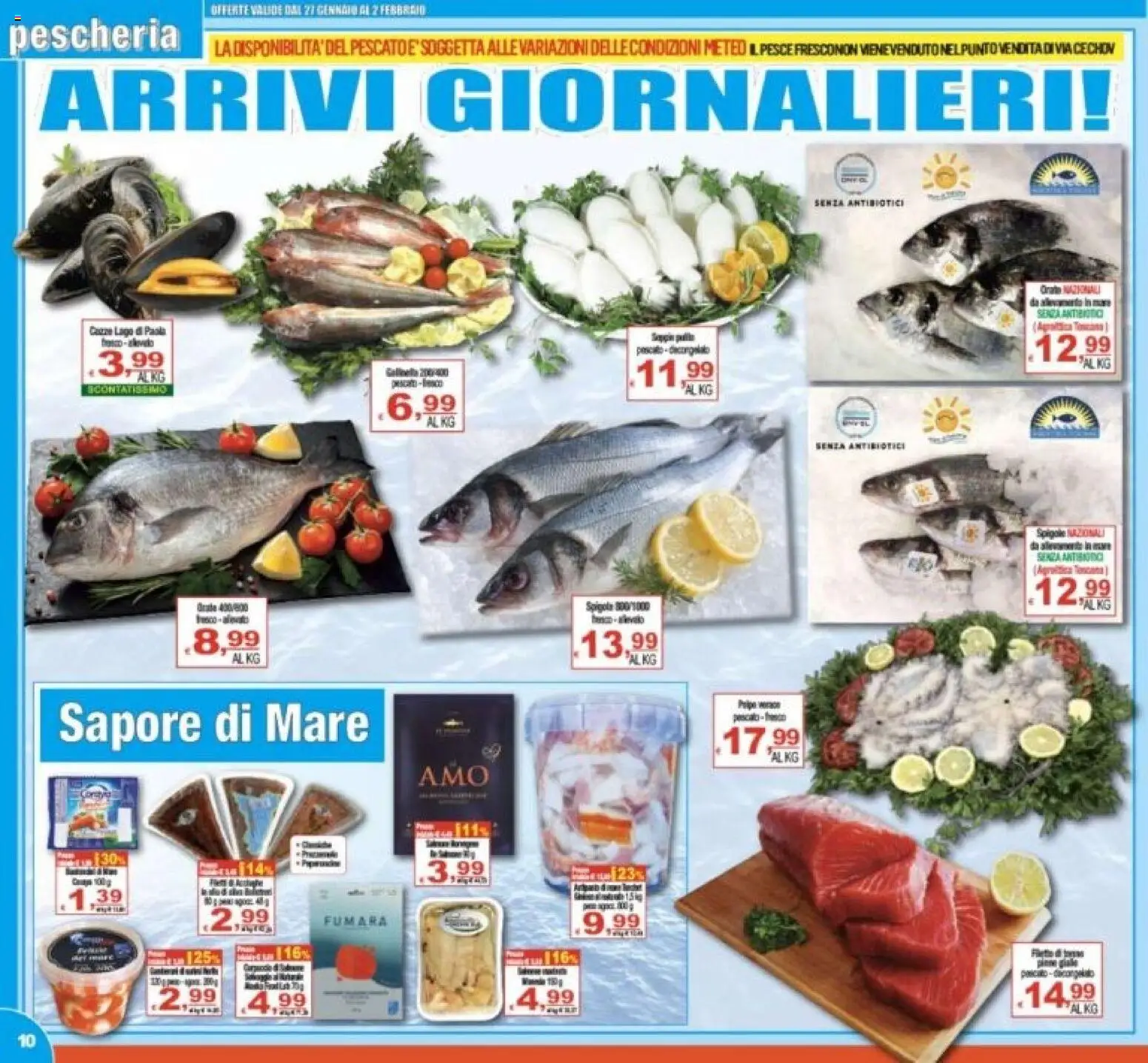 Volantino CTS del 27.01.2026 | Pagina: 10 | Prodotti: Pesce, Pasta, Spigola