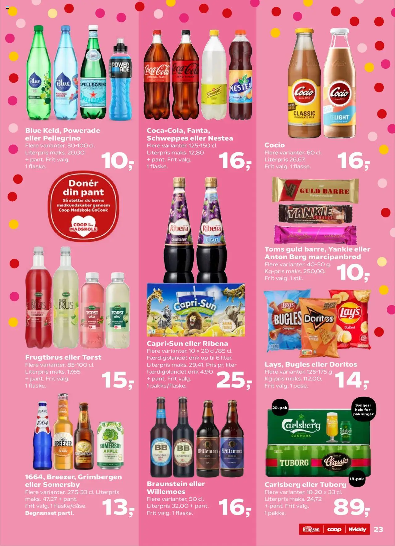 Super Brugsen Tilbudsavis gyldig fra 22.08.2025 | Side: 23 | Produkter: Coca Cola, Marcipanbrød, Cola, Solbær