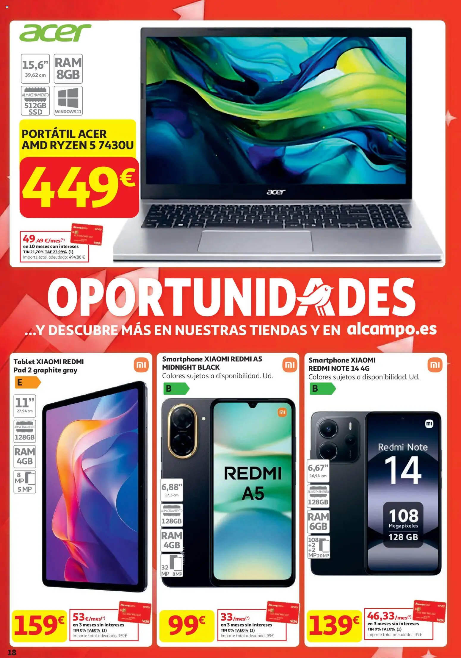 Alcampo - HG Nacional Cat │ válido desde el 15.01.2026 | Página: 18 | Productos: Smartphone Xiaomi, Smartphone, Tablet