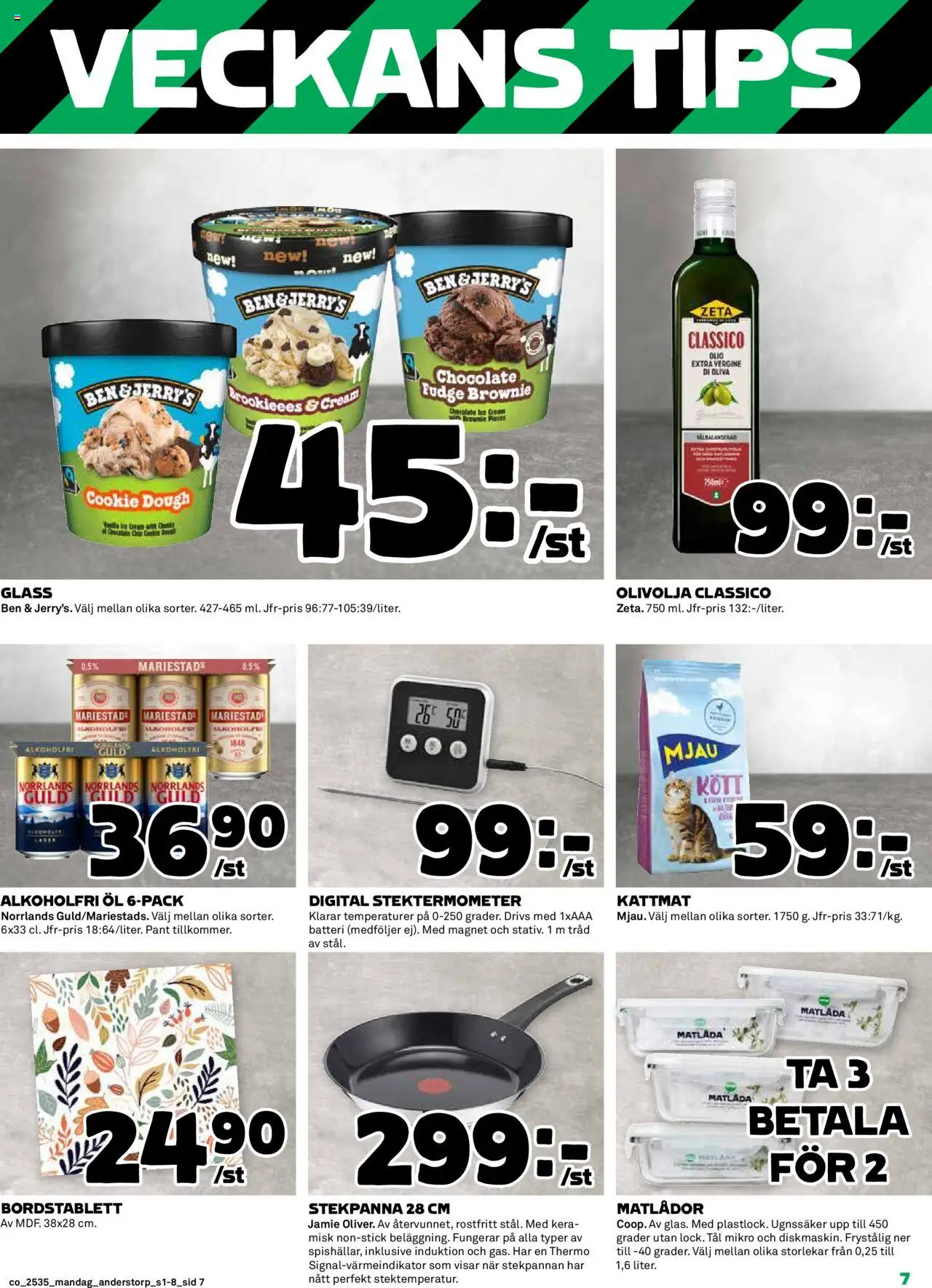 Coop reklamblad aktuell från 25.08.2025 | Sida: 7 | Produkter: Bordstablett, Olivolja, Öl, Kattmat
