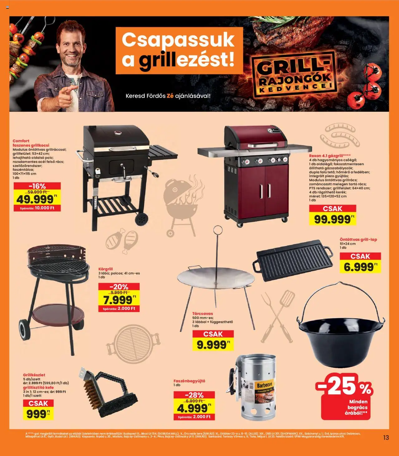 Interspar akciós ujság - amely érvényes a következő dátumtól: 07.08.2025 | Oldal: 13 | Termékek: Gázgrill, Bogrács, Kefe, Grillkocsi