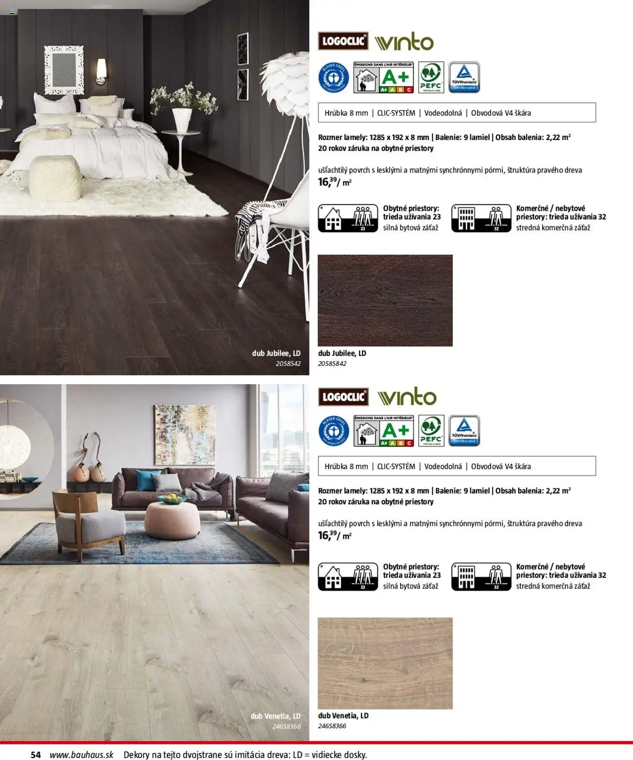 Bauhaus katalóg Podlahové krytiny │ platný od 04.08.2025 | Strana: 54 | Produkty: Lamely