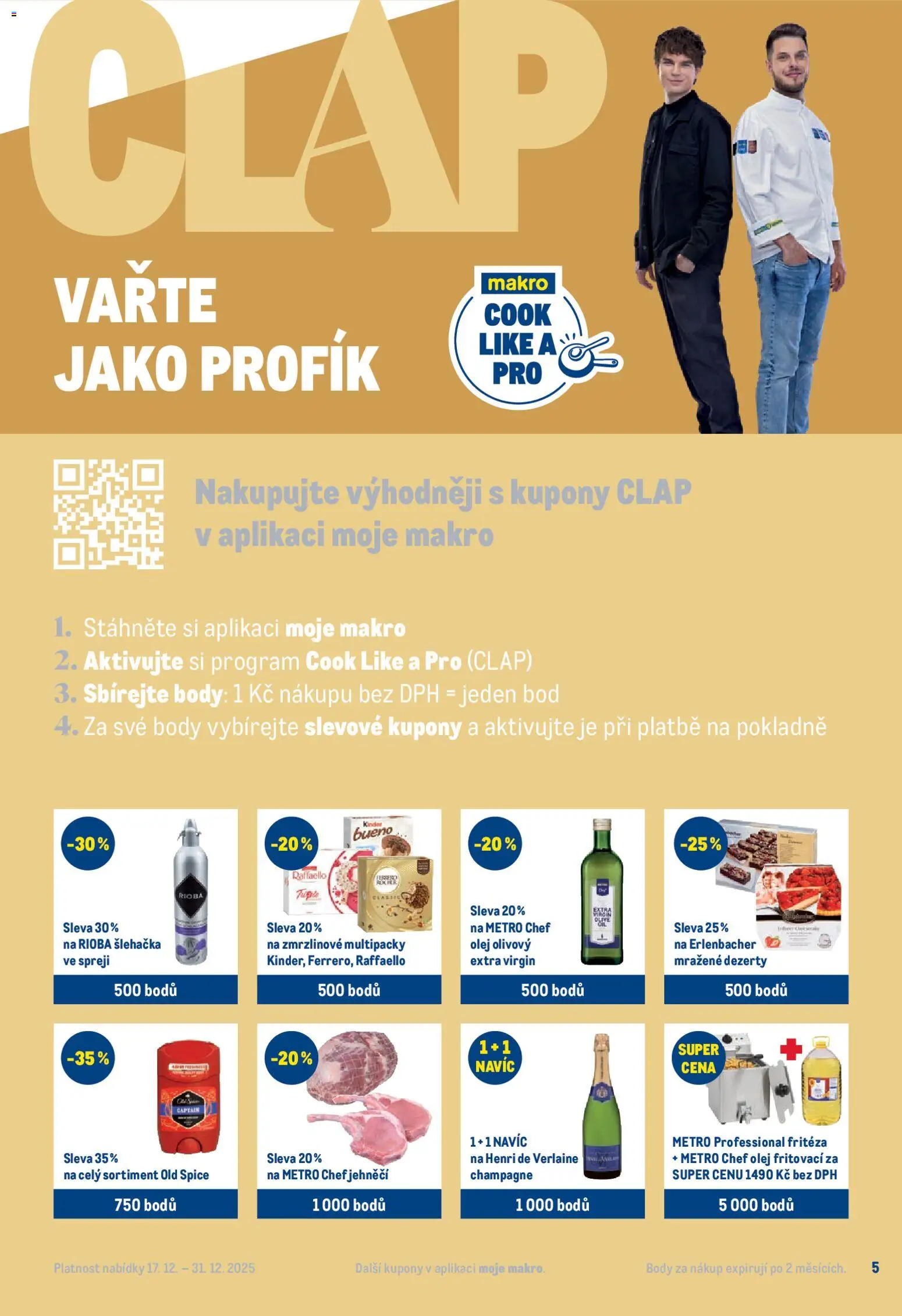 Makro leták - Pro milovníky jídla od 17.12.2025 | Strana: 5 | Produkty: Olej, Šlehačka, Champagne, Body