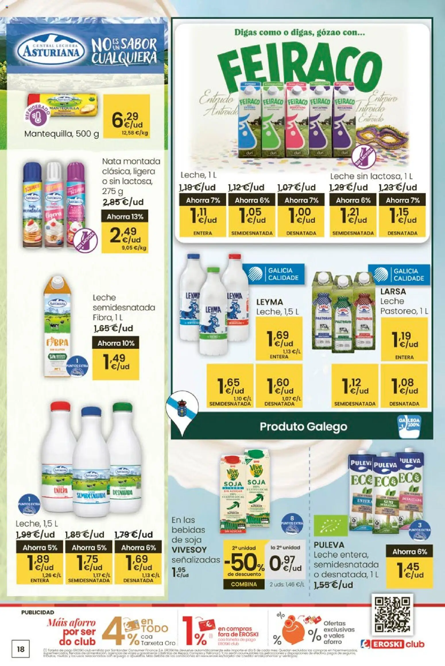 Eroski - Entroido do aforro │ válido desde el 12.02.2026 | Página: 18 | Productos: Leche, Συσκευή ροής