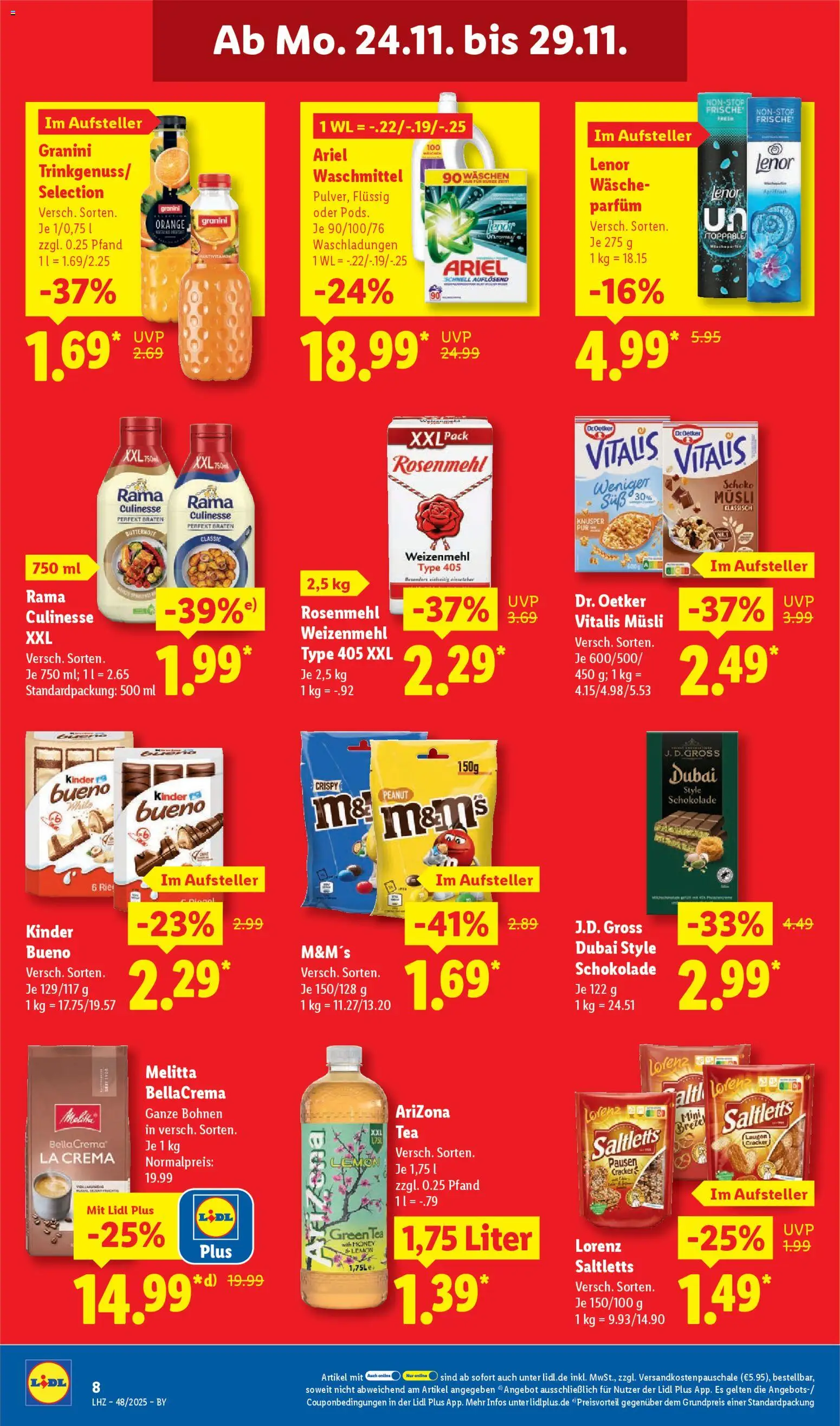 Lidl Prospekt Uffenheim – gültig ab 24.11.2025 | Seite: 8 | Produkte: Musli, Rama, Ariel, Schokolade