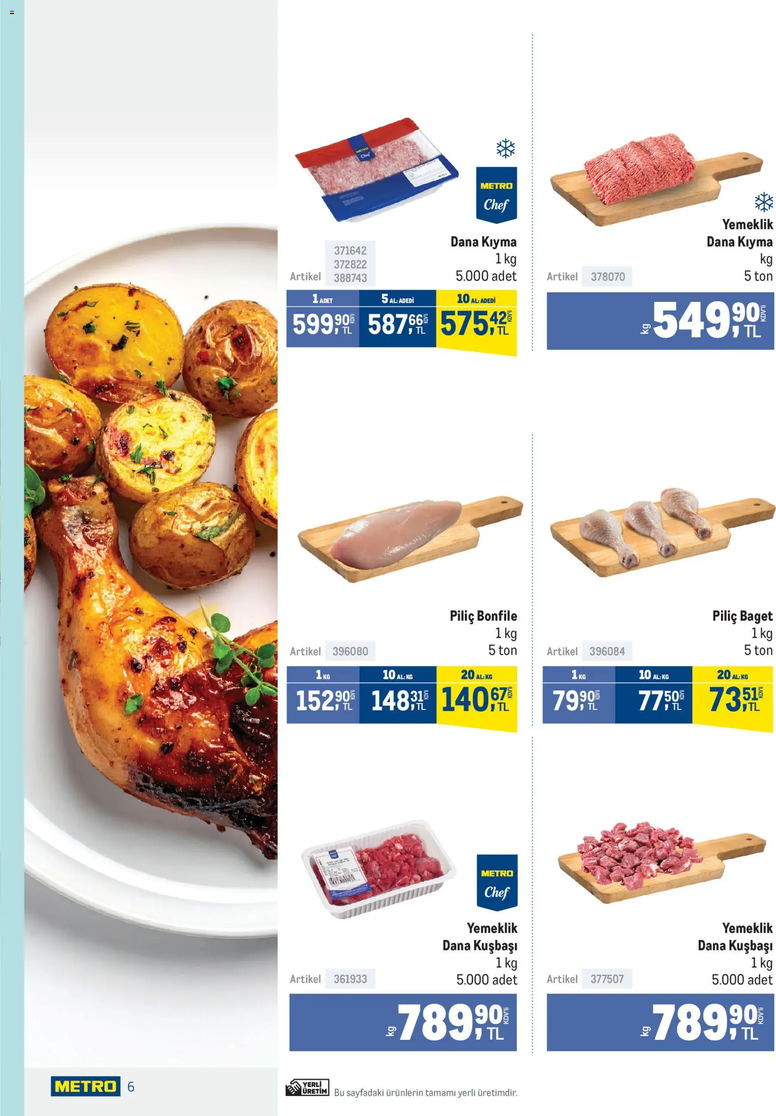 Metro - Lokantalar - 03.12.2025 tarihinden itibaren geçerlidir | Sayfa: 6 | Ürünler: Kıyma, Piliç, Piliç bonfile, Dana kuşbaşı