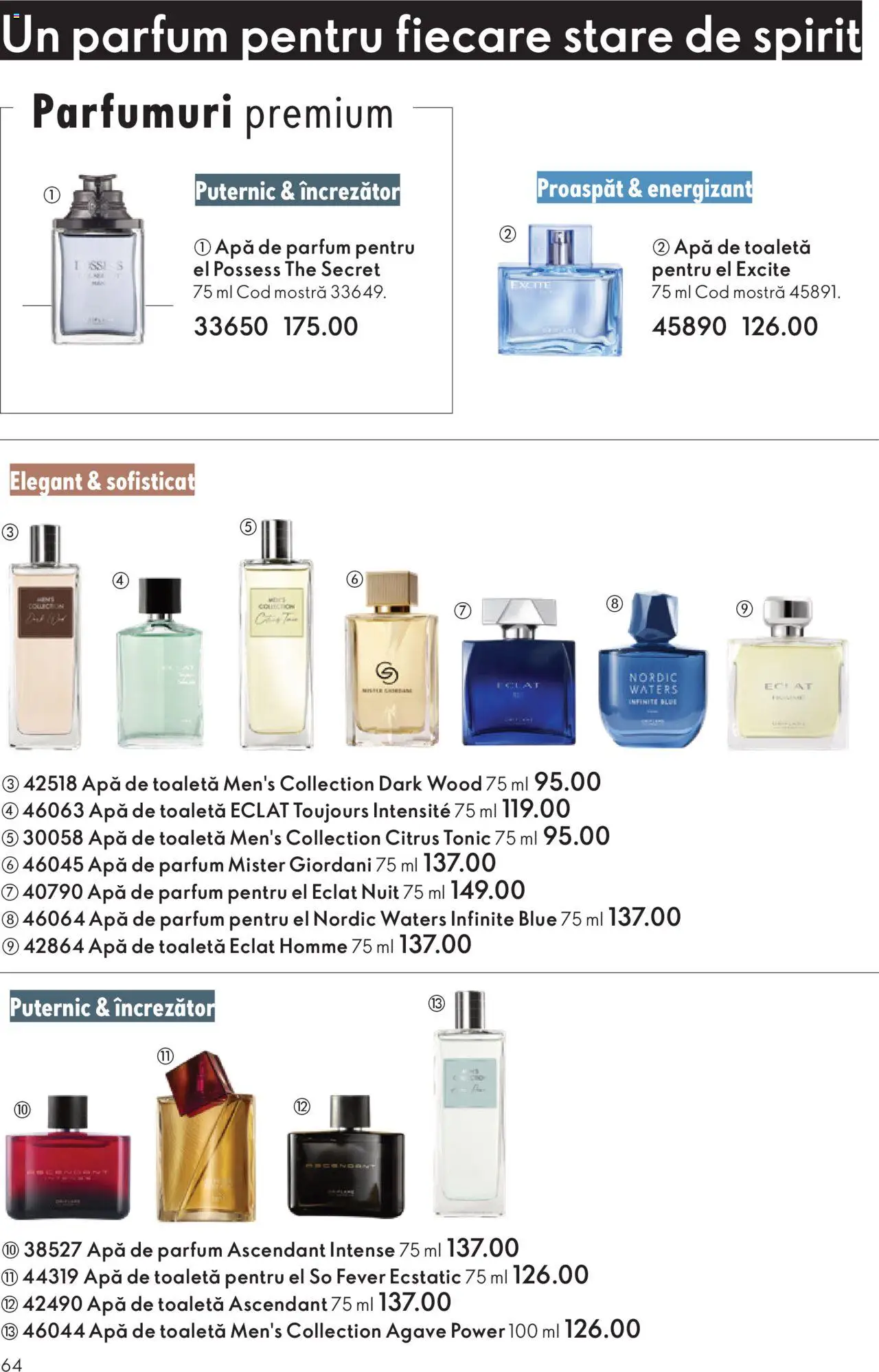Noul catalog Oriflame – valabil de la 12.11.2025 | Pagină: 64 | Produse: Apă de parfum, Parfum, Apă de toaletă, Apă