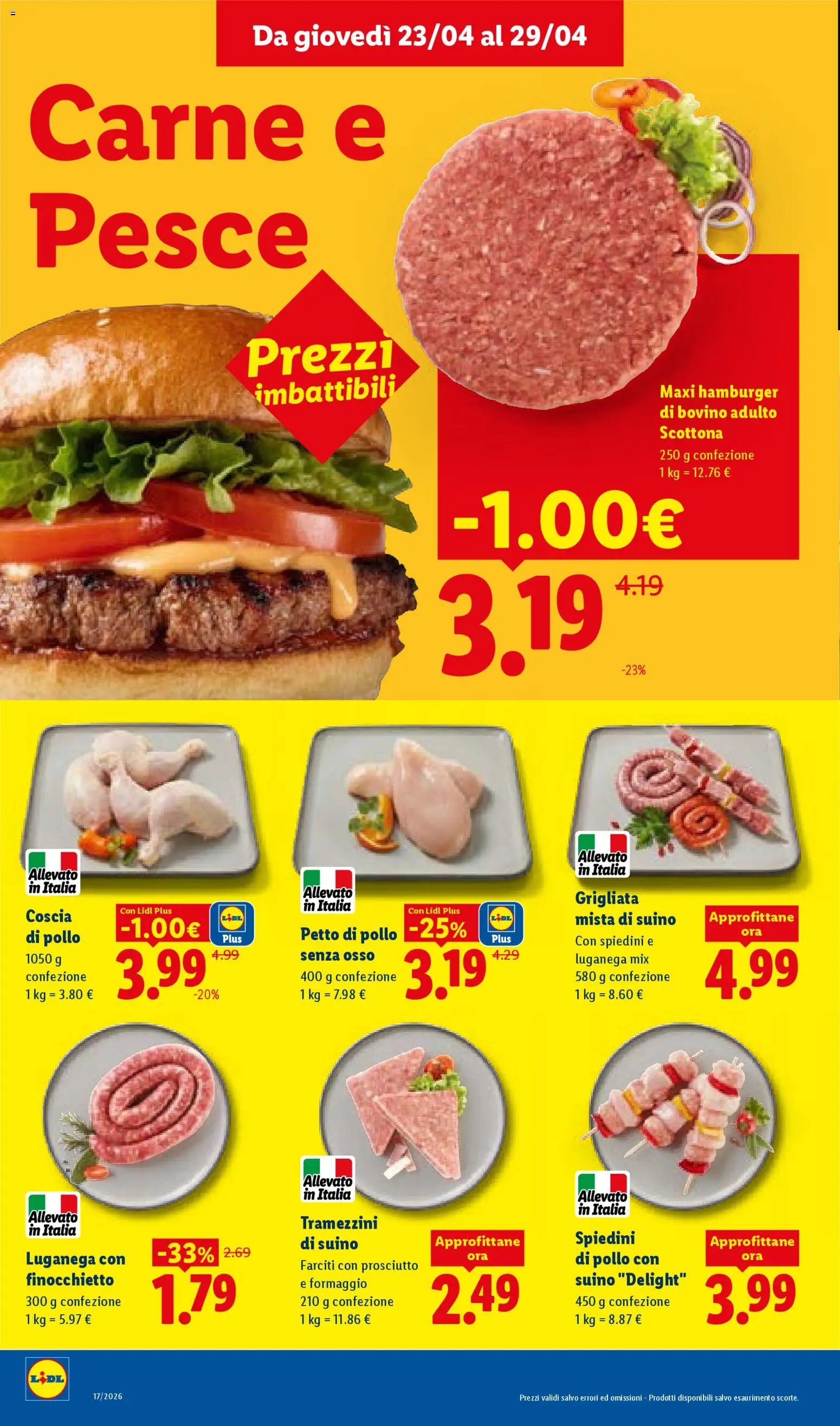 Volantino Lidl del 23.04.2026 | Pagina: 10 | Prodotti: Bovino, Pollo, Pesce, Prosciutto