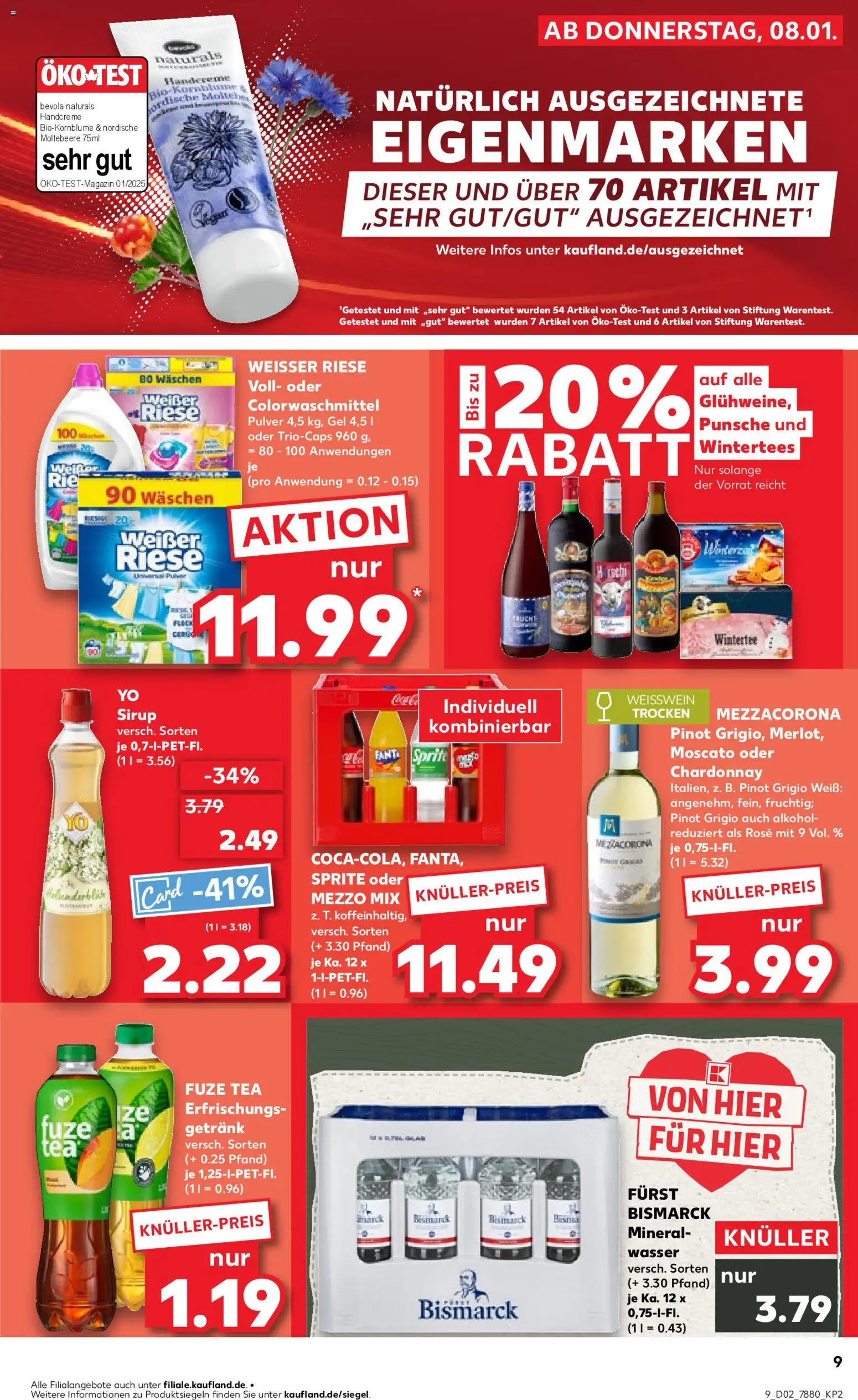 Kaufland prospekt Hamburg	 – gültig ab 08.01.2026 | Seite: 9 | Produkte: Weißwein, Sirup, Handcreme, Oder mezzo mix