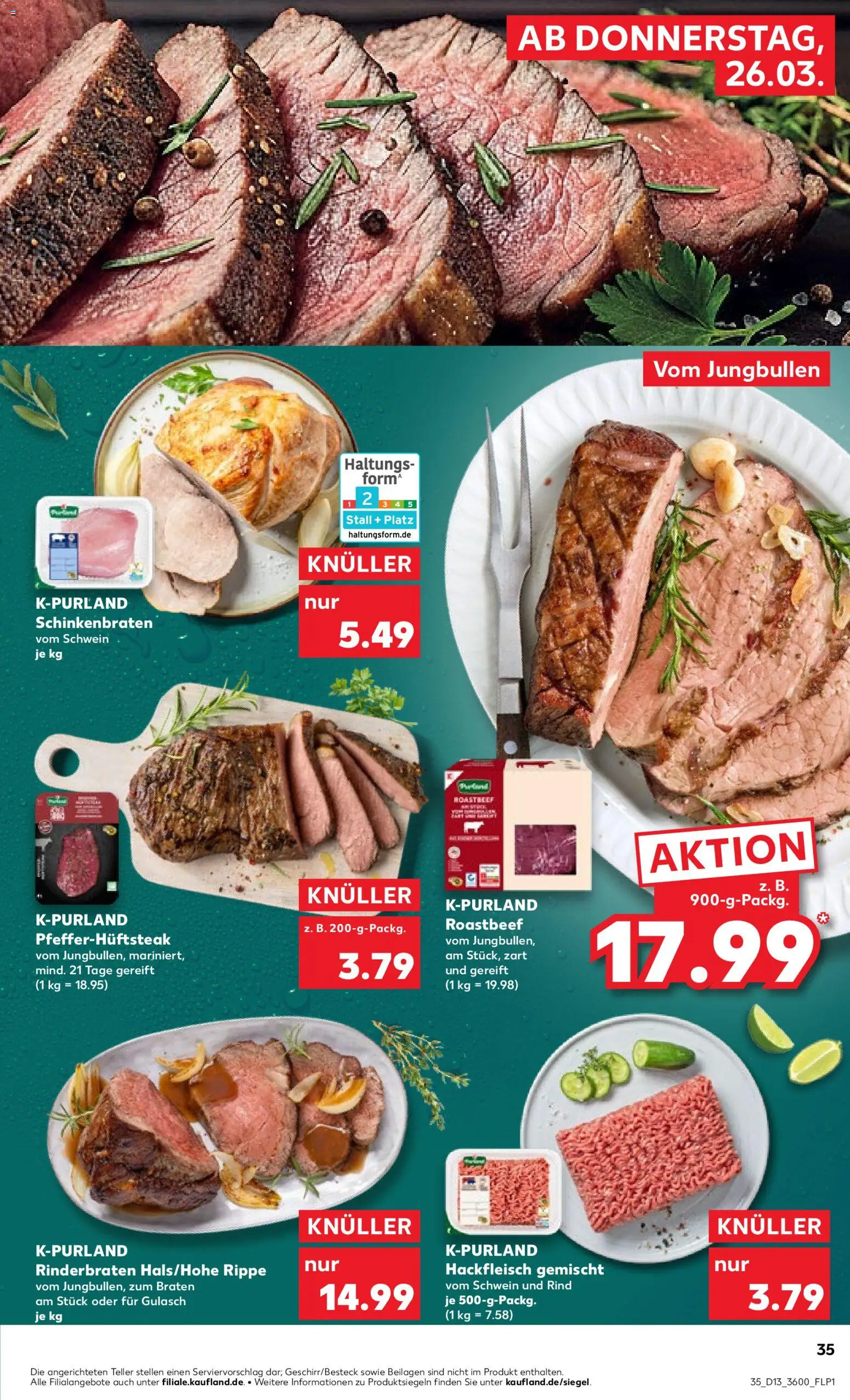 Kaufland Prospekt Zeitz	 – gültig ab 26.03.2026 | Seite: 35 | Produkte: Roastbeef, Gulasch, Steak, Hackfleisch