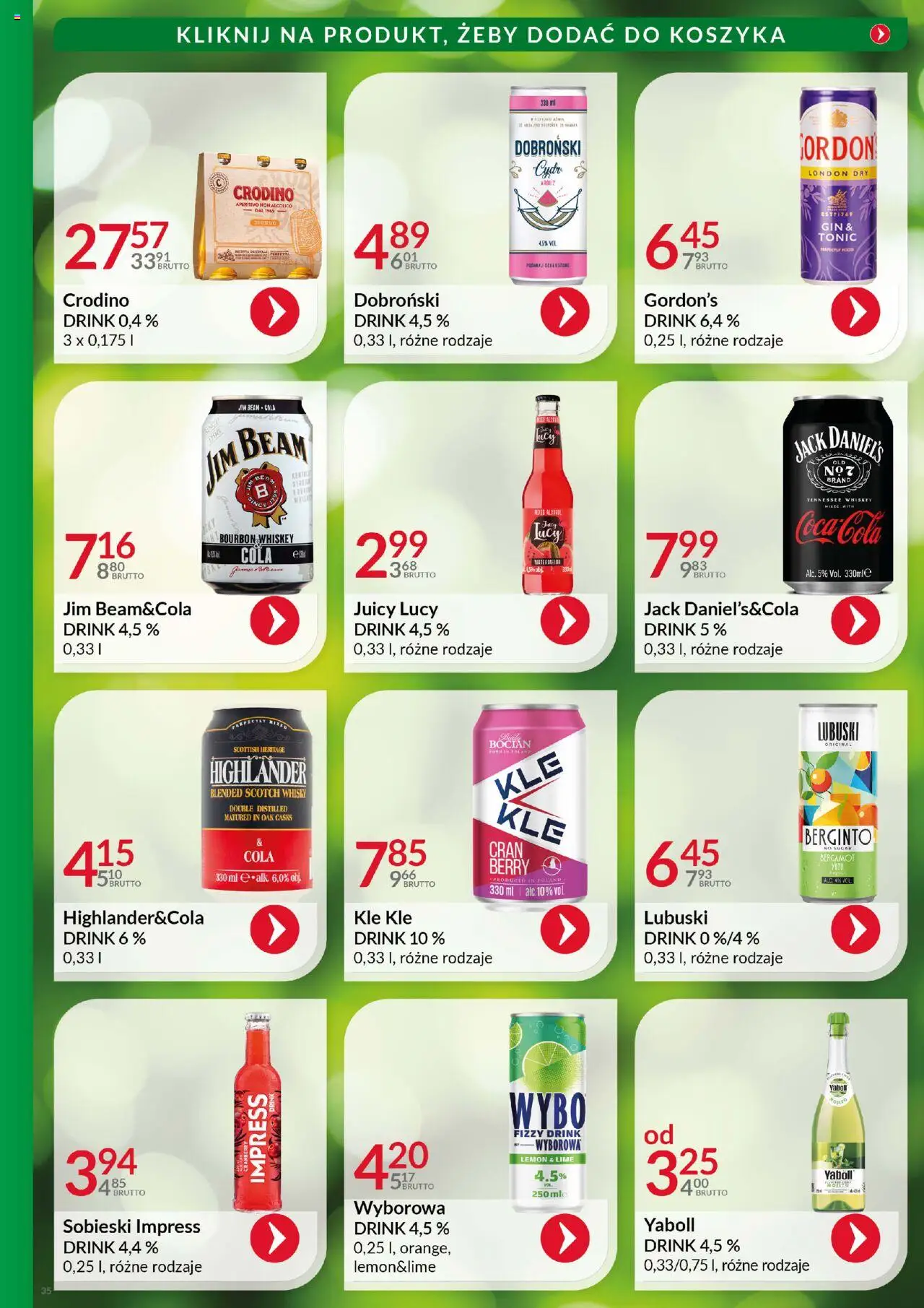 Eurocash Gazetka - Katalog Alkoholowy od 01.08.2025 | Strona: 35 | Produkty: Bourbon, Cydr, Jack Daniel's, Gin