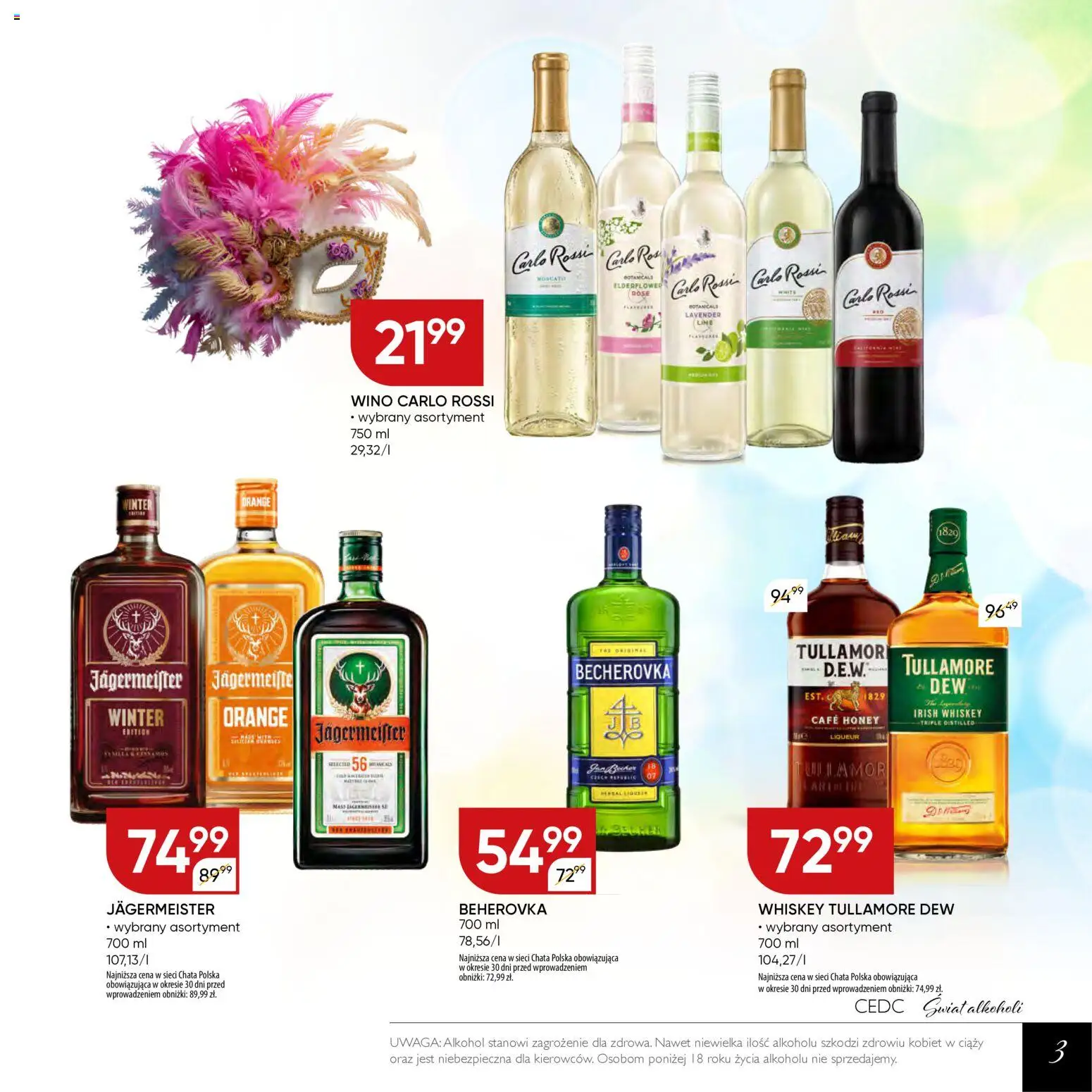 Chata Polska Gazetka - Mocna Oferta od 03.02.2026 | Strona: 3 | Produkty: Becherovka, Wino, Alkohol, Carlo Rossi