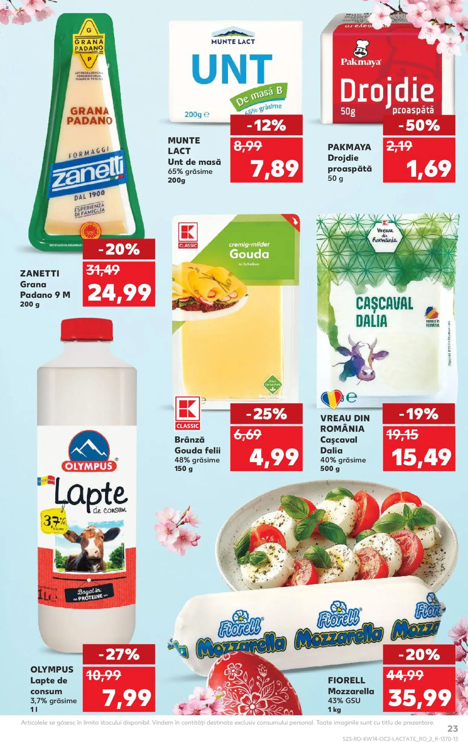 Noul catalog Kaufland – valabil de la 01.04.2026 | Pagină: 23 | Produse: Masaüstü kılıfı, Mozzarella, Lapte, Unt