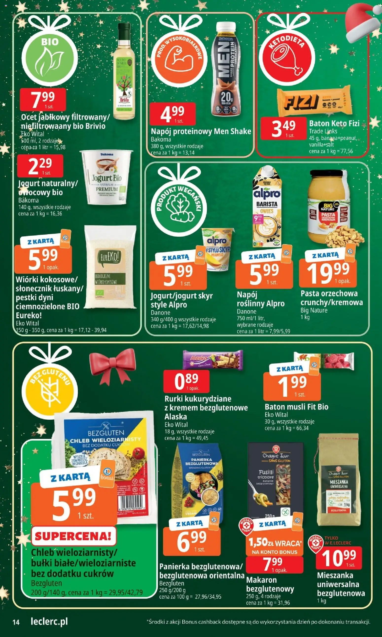 E.Leclerc Gazetka - Zielona Góra od 25.11.2025 | Strona: 14 | Produkty: Karta, Wiórki kokosowe, Chleb, Skyr