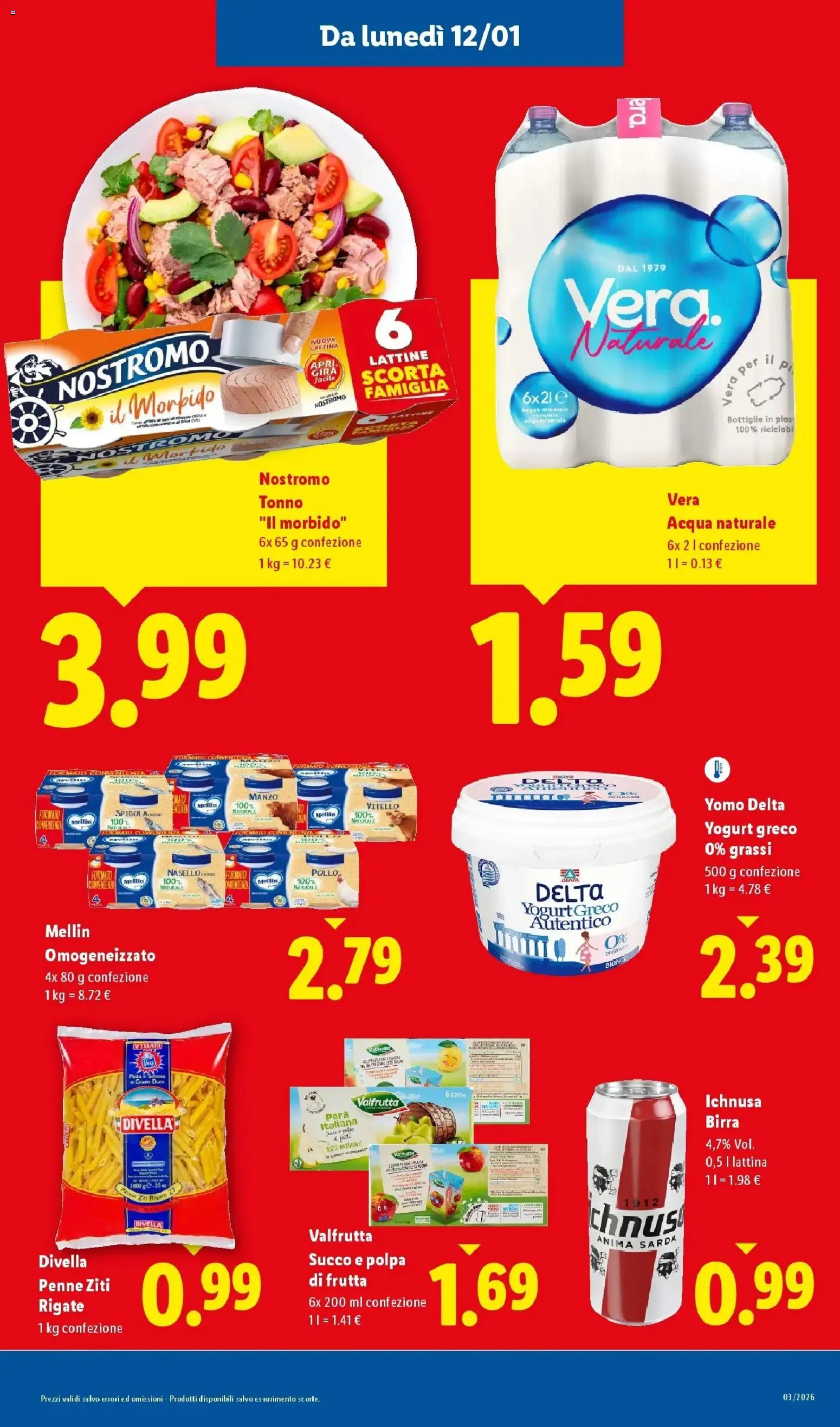 Volantino Lidl del 12.01.2026 | Pagina: 7 | Prodotti: Acqua, Frutta, Pera, Vitello