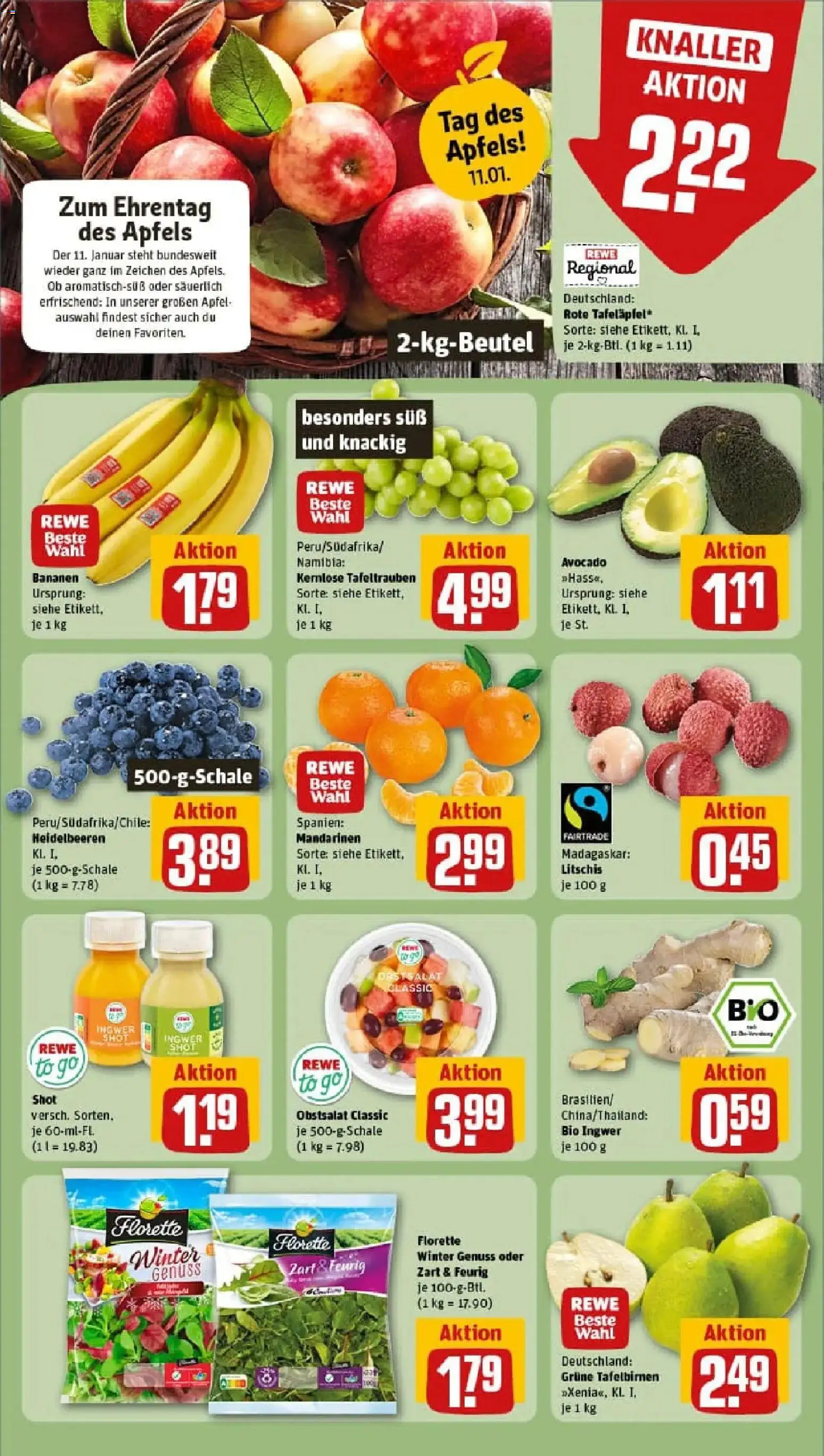 Rewe prospekt Berlin / Schöneberg	 – gültig ab 04.01.2026 | Seite: 6 | Produkte: Äpfel, Bananen, Mandarinen, Avocado