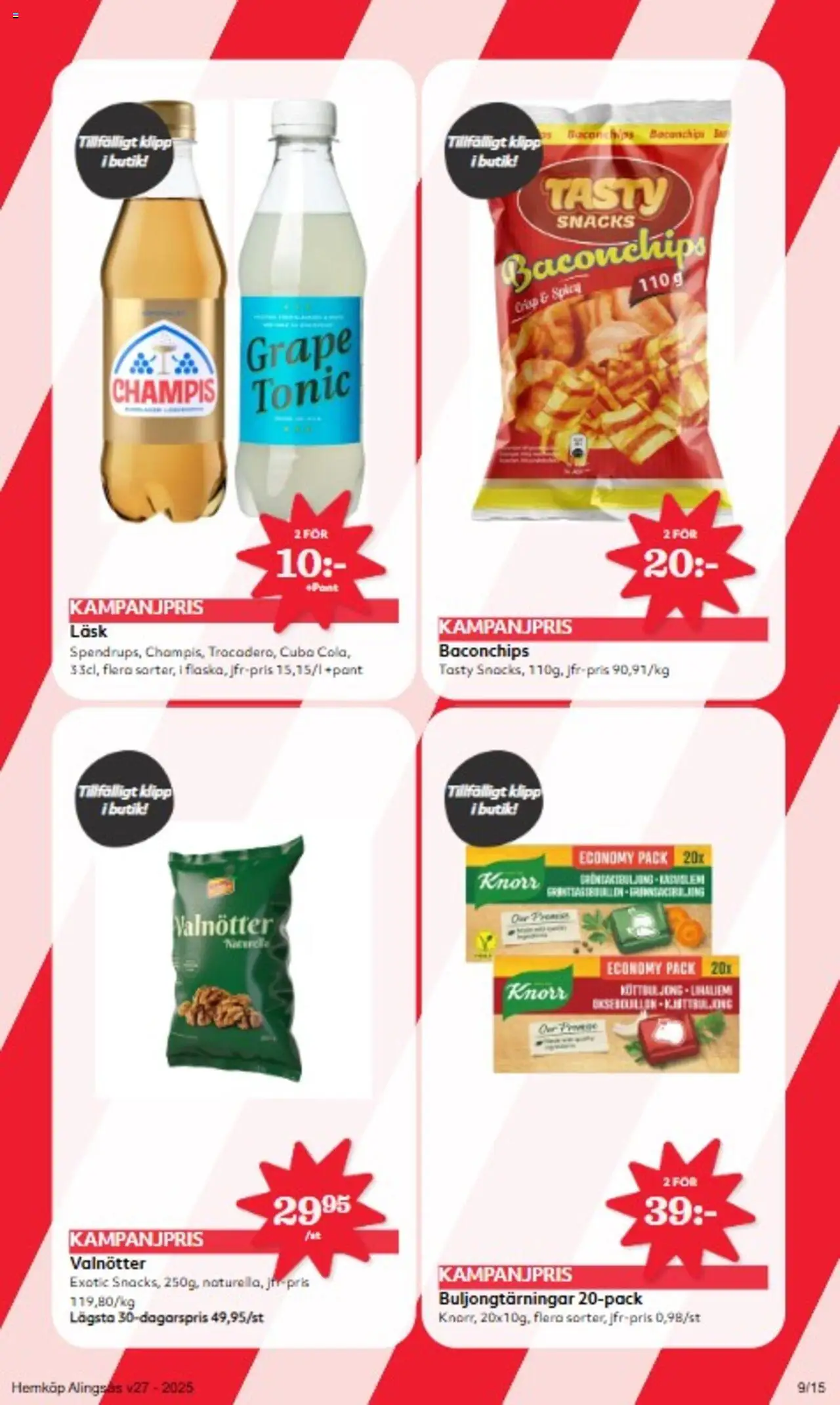 Hemköp reklamblad aktuell från 30.06.2025 | Sida: 9 | Produkter: Bacon, Chips