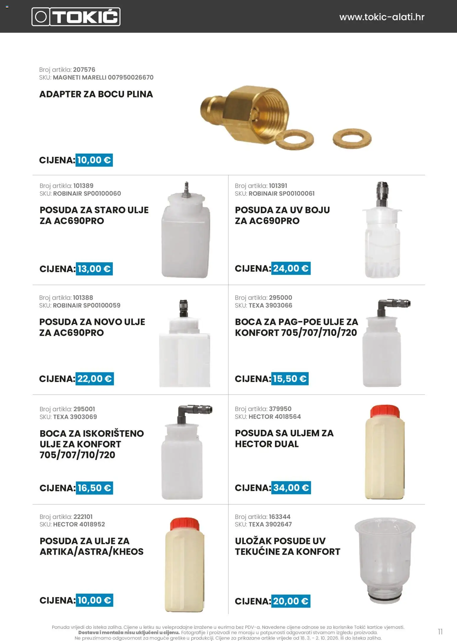 Tokić katalog | vrijedi od 18.03.2026 | Stranica: 11 | Proizvodi: Ulje, Adapter