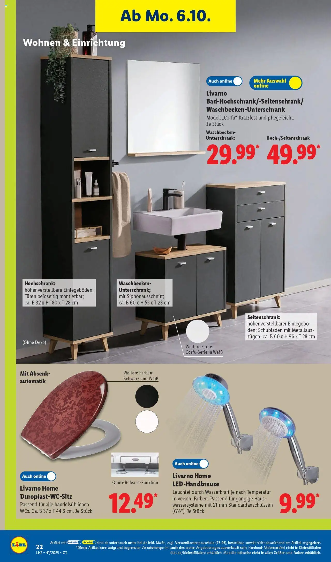 Lidl Prospekt Grimma – gültig ab 06.10.2025 | Seite: 40 | Produkte: Waschbecken, Unterschrank, Hochschrank