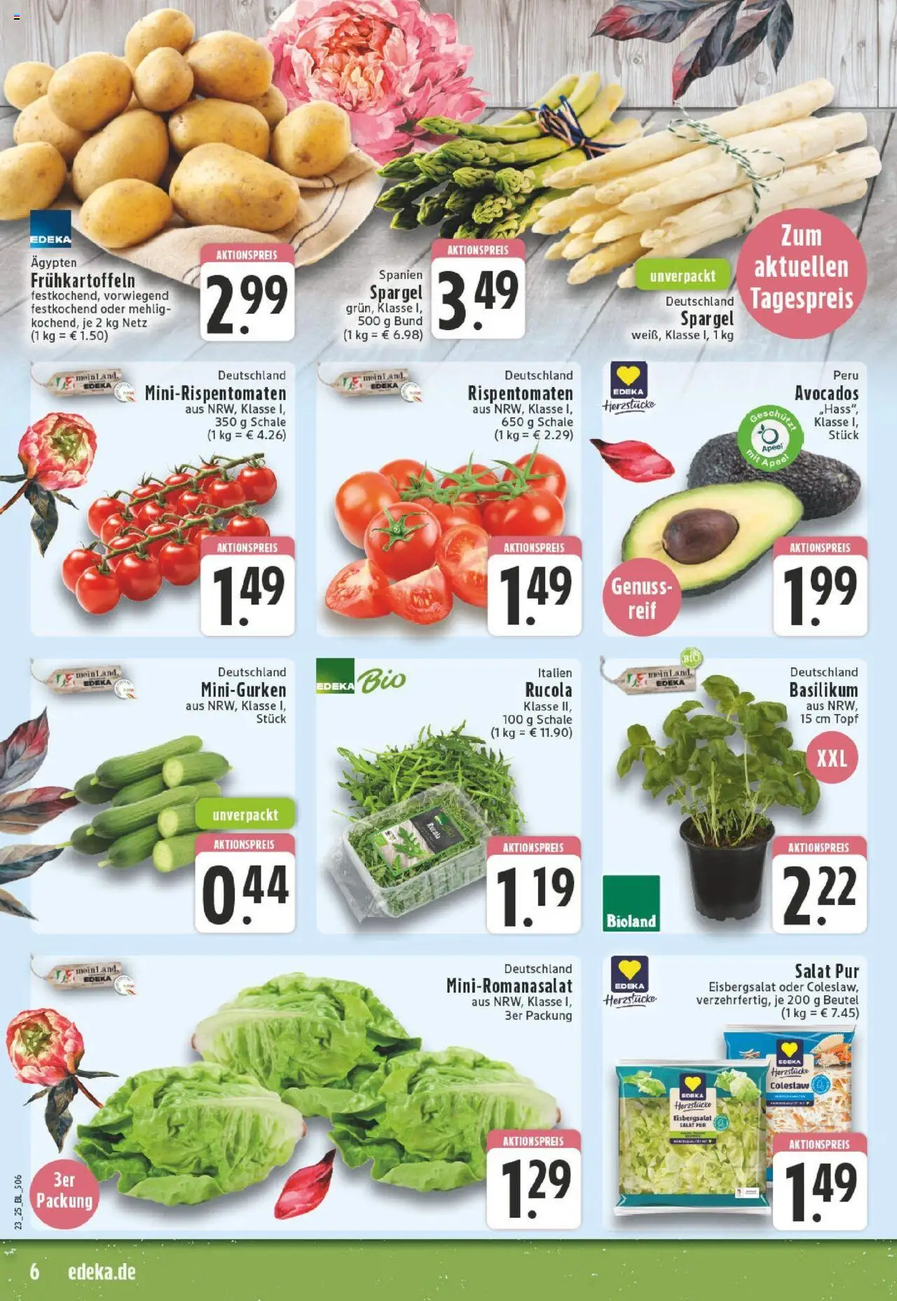 Edeka prospekt Düsseldorf	 - gültig ab dem 01.06.2025 | Seite: 6 | Produkte: Rucola, Eisbergsalat, Avocado, Salat