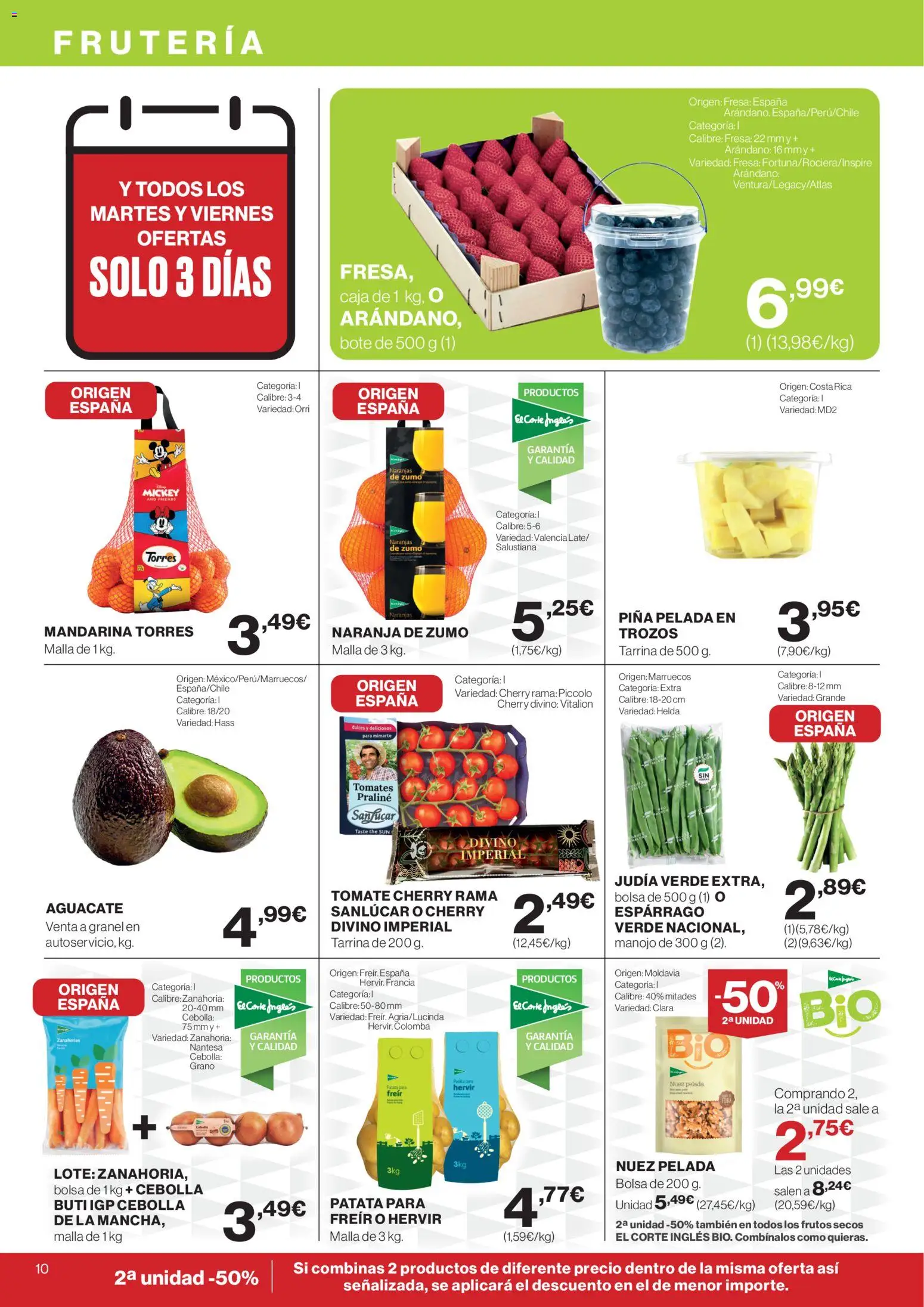 Hipercor catálogo │ válido desde el 09.04.2026 | Página: 10 | Productos: Tomates, Zanahoria, Bolsa, Caja