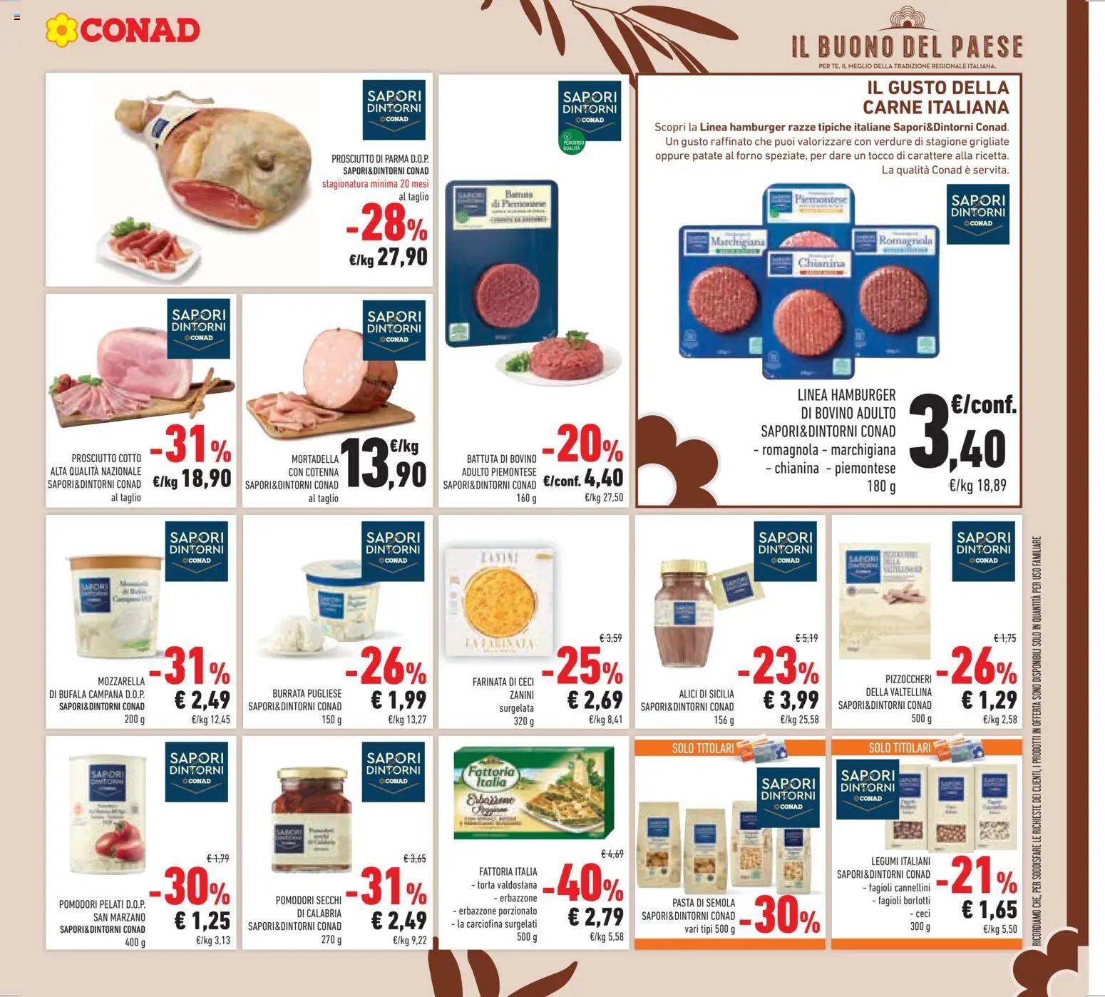 Volantino Conad del 29.01.2026 | Pagina: 15 | Prodotti: Verdure, Prosciutto, Pomodori secchi, Burrata
