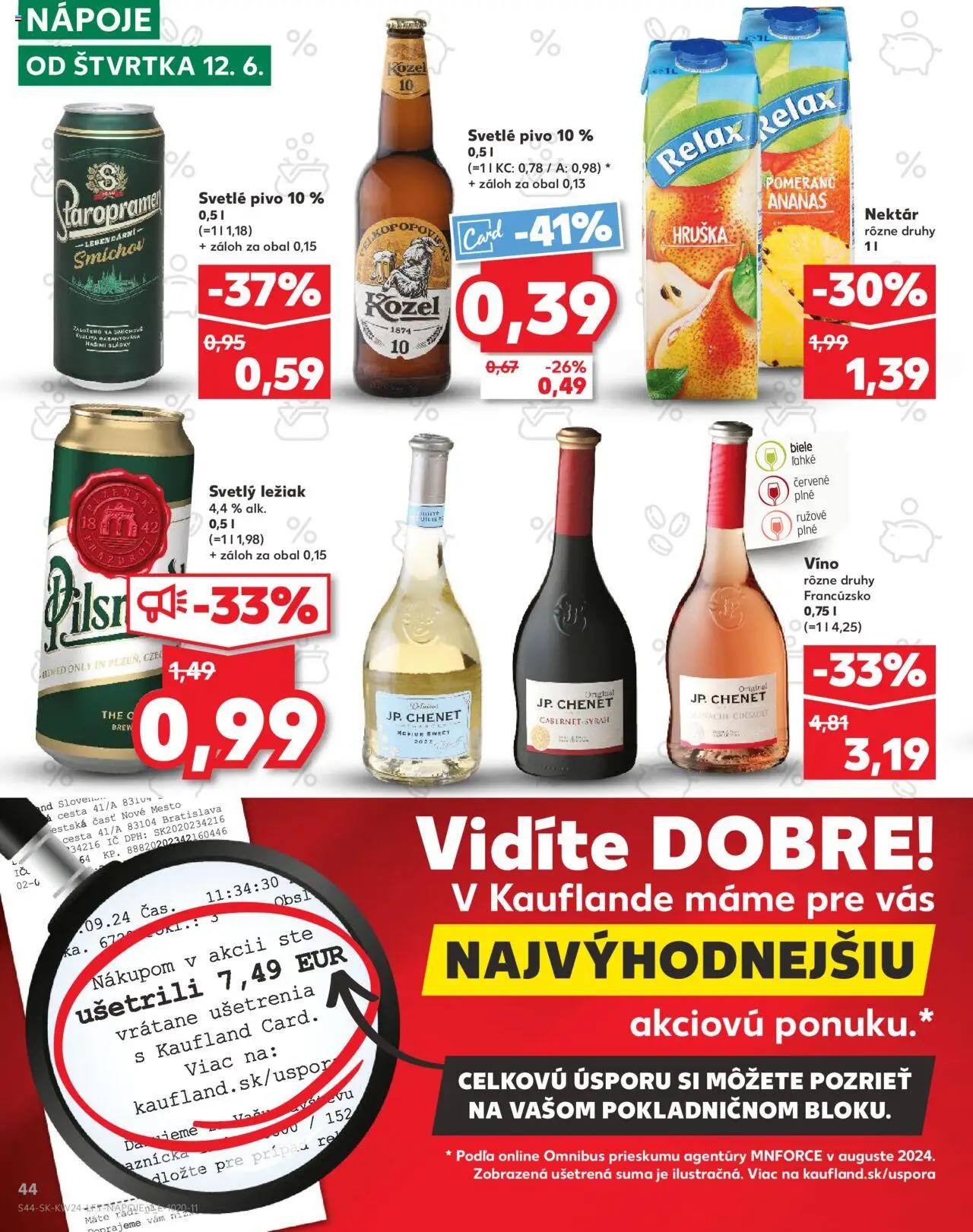 Nové Kaufland akcie – leták je platný od 12.06.2025 | Strana: 44 | Produkty: Pivo, Pilsner Urquell, Víno, Ananás