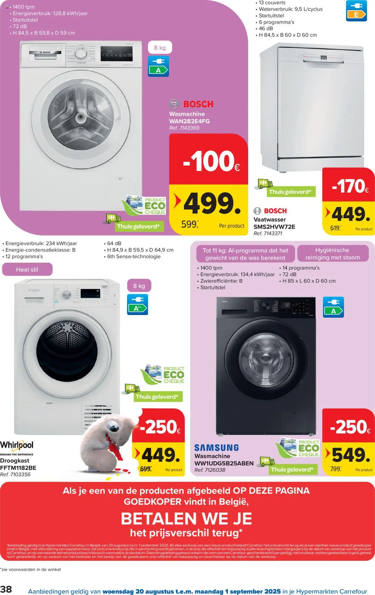  | Pagina: 38 | Producten: Wasmachine, Vaatwasser, Gewicht, Was