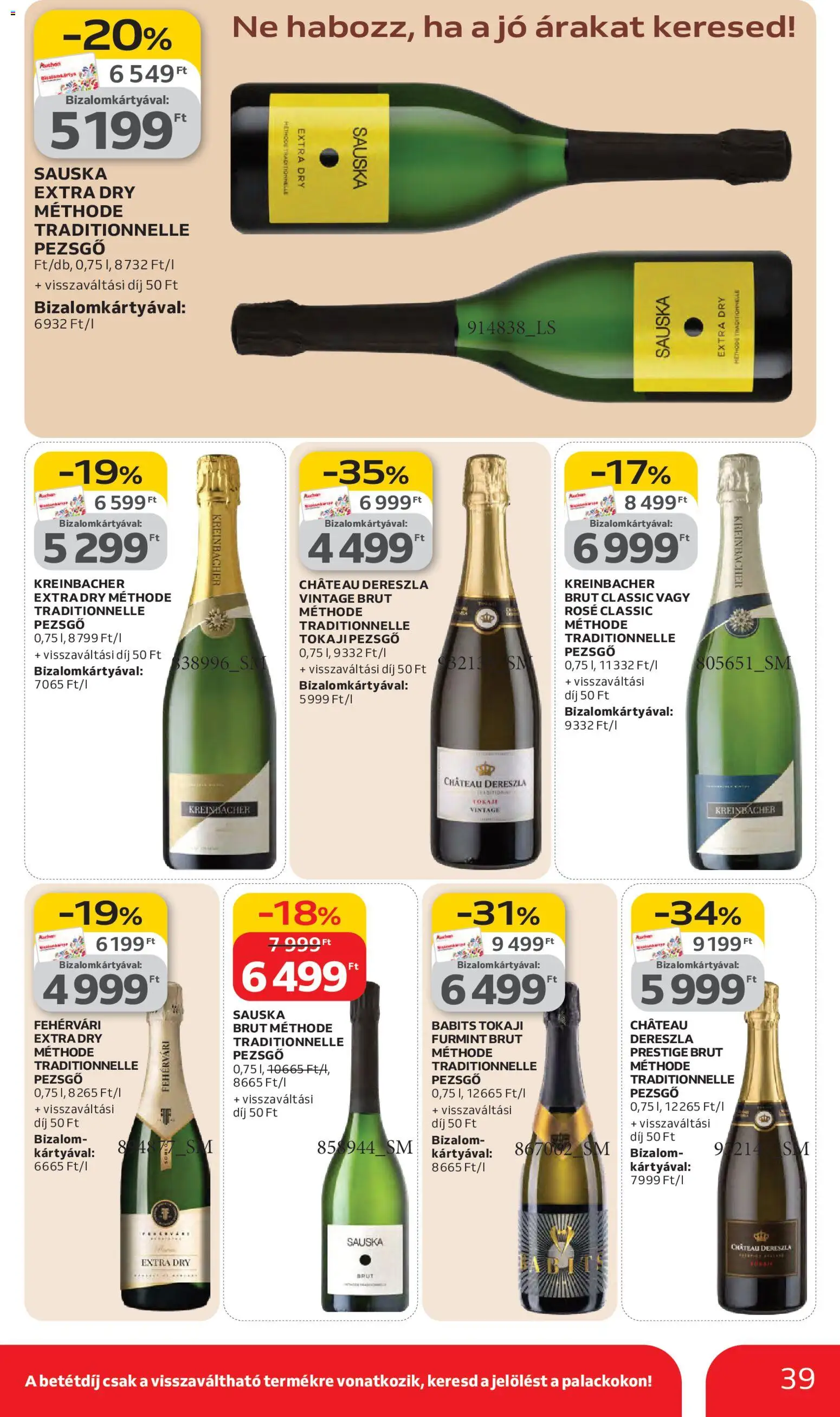 Auchan akciós ujság - amely érvényes a következő dátumtól: 05.03.2026 | Oldal: 39 | Termékek: Pezsgő