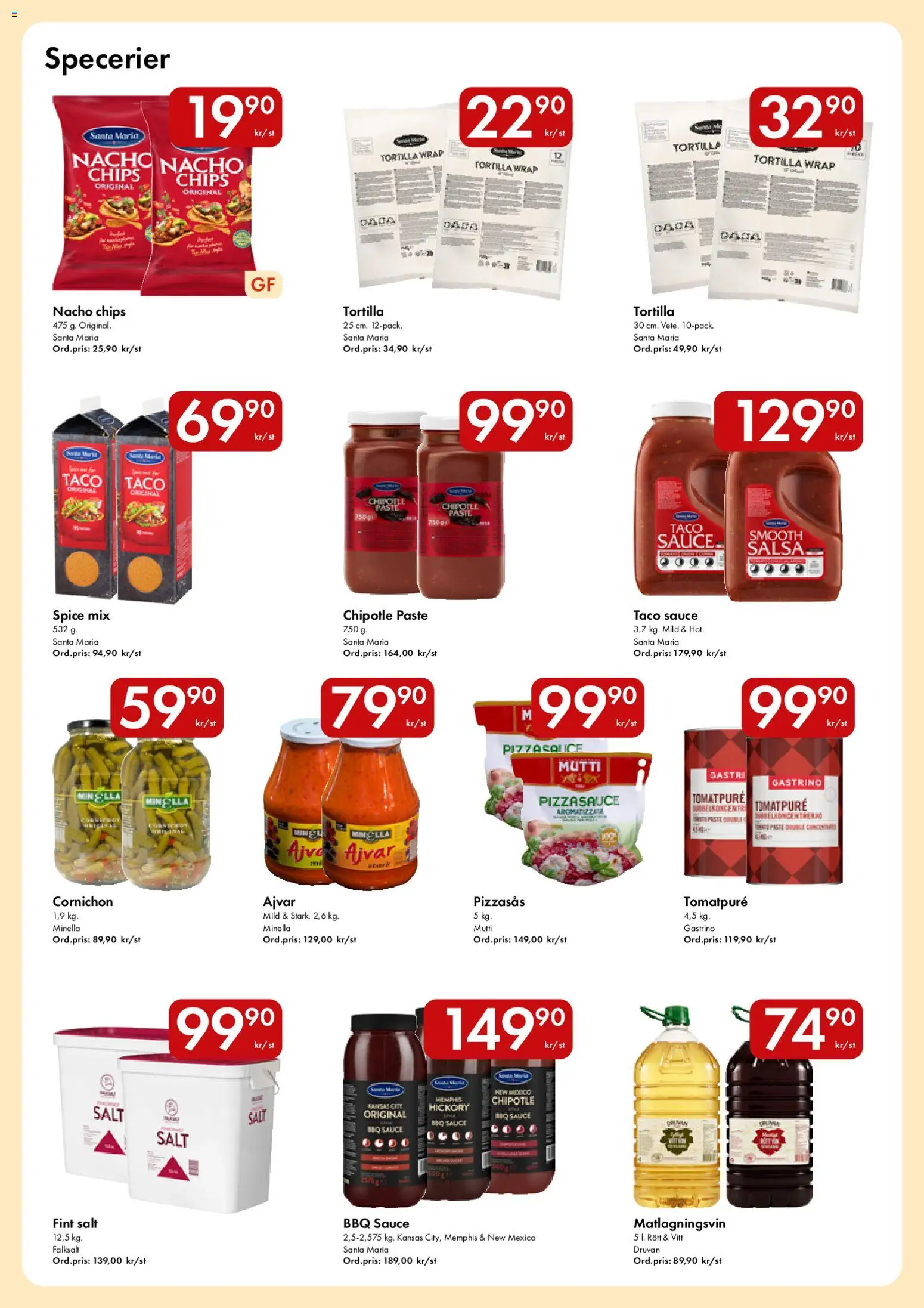 Snabbgross reklamblad aktuell från 23.03.2026 | Sida: 7 | Produkter: Salt, Tortilla, Salsa, Chips