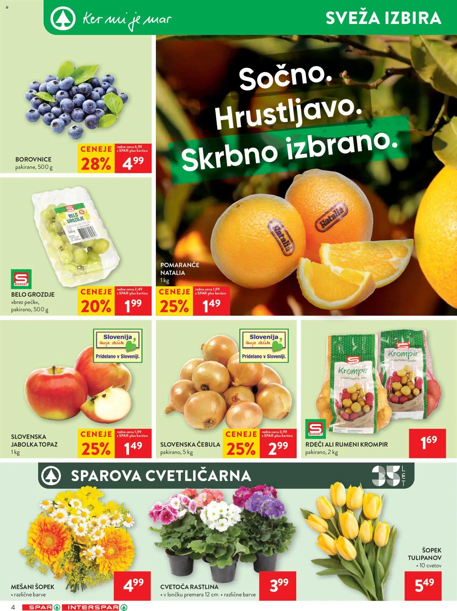 Novi Spar katalog ponudbe – veljaven od 04.02.2026 | Stran: 6 | Izdelki: Grozdje, Šopek, Pomarance, Cebula