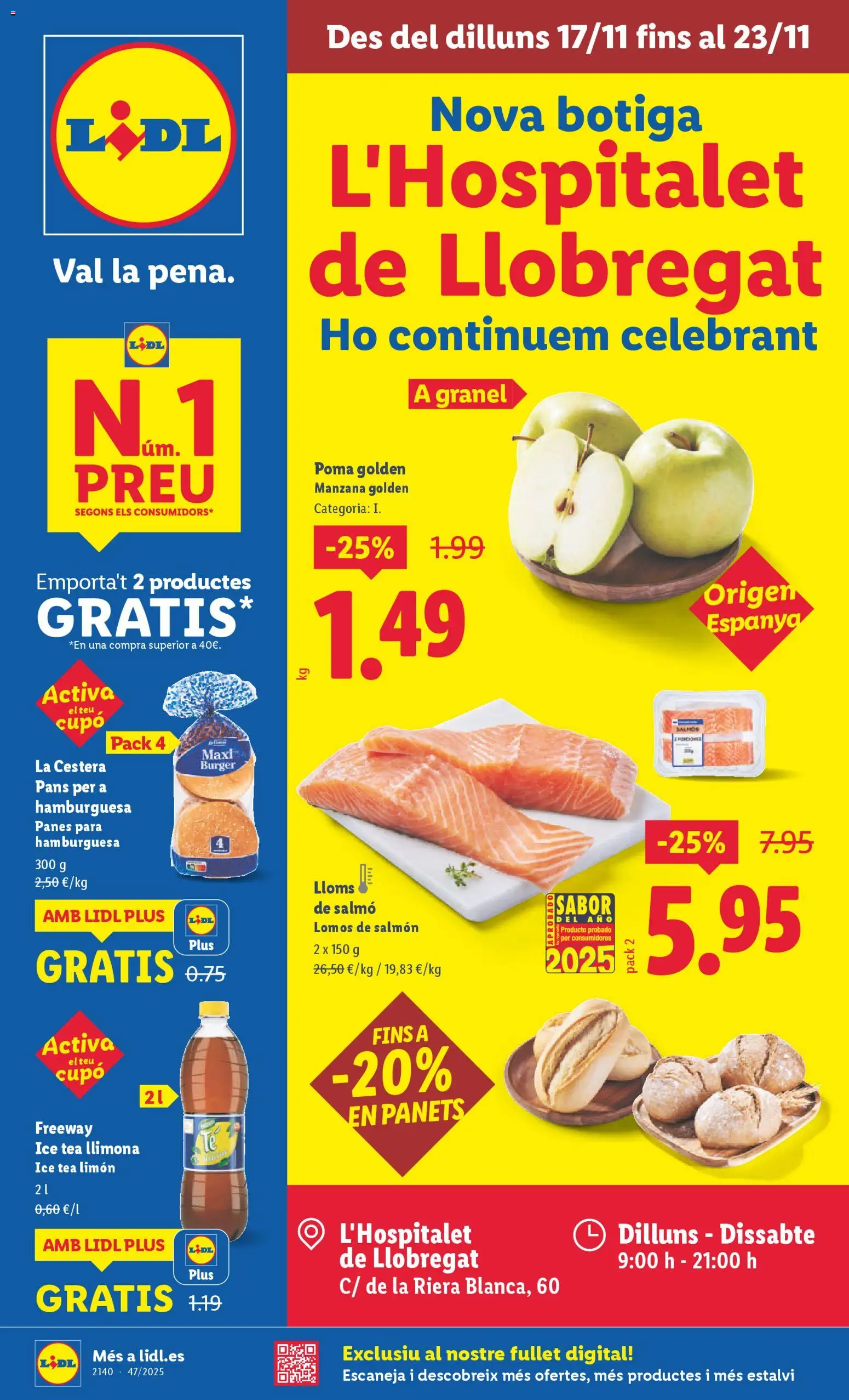 Lidl - L'Hospitalet de Llobregat │ válido desde el 17.11.2025 | Página: 1 | Productos: Manzana, Σοκολατούχο γάλα