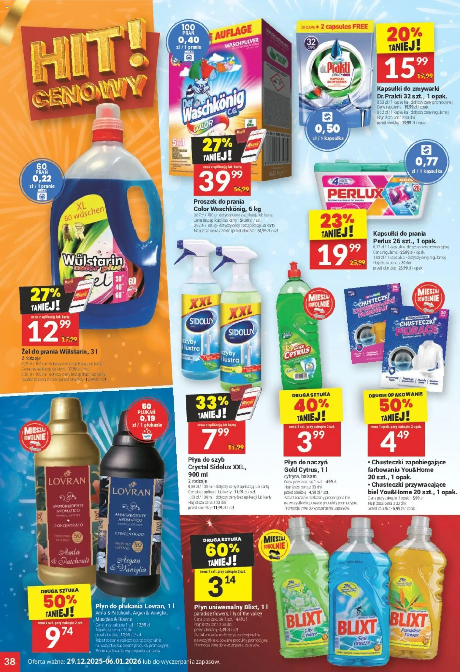 Twój Market Gazetka od 29.12.2025 | Strona: 38 | Produkty: Karta, Kapsułki do prania, Proszek do prania, Kapsułki do zmywarki
