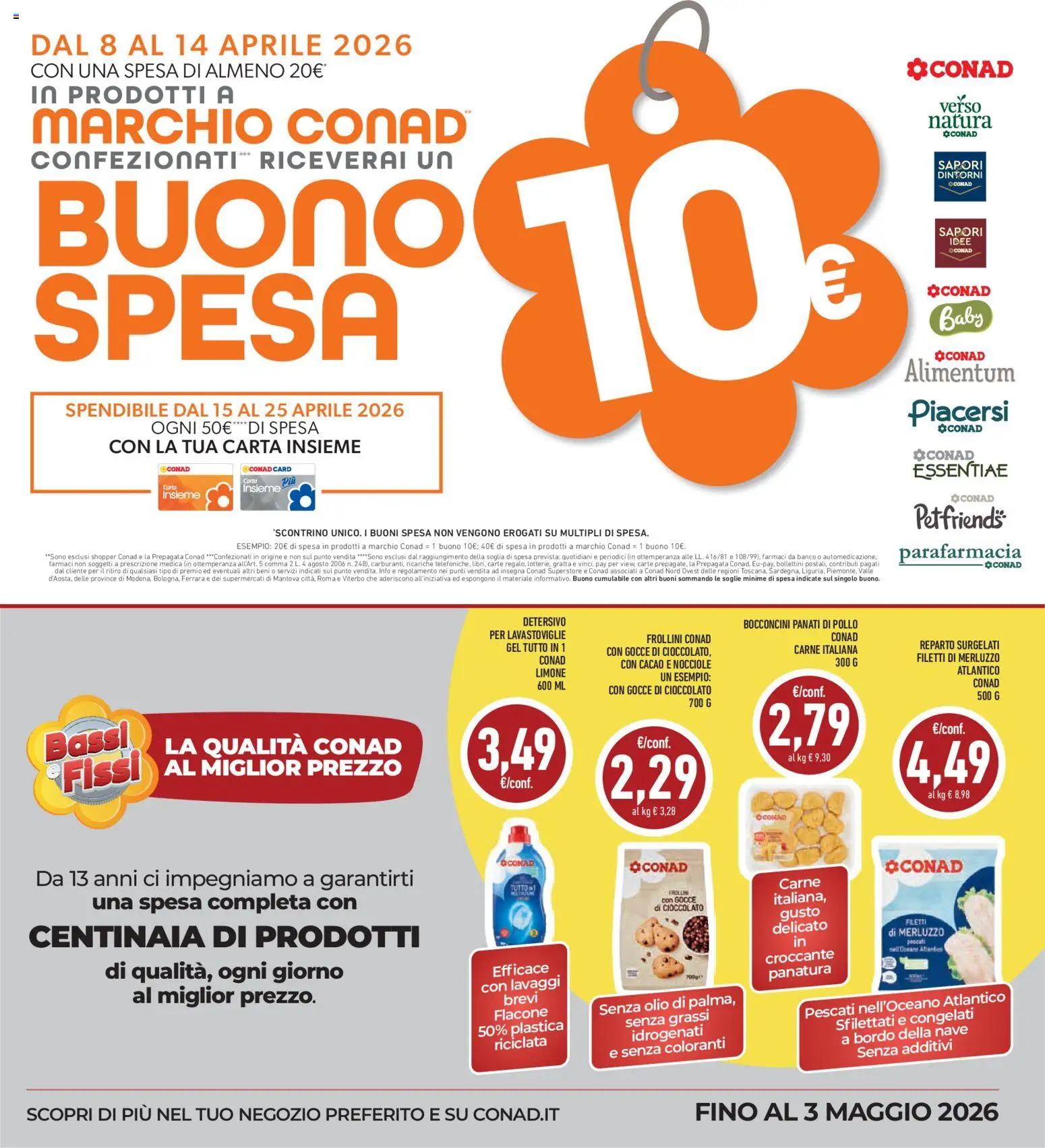 Volantino Conad del 08.04.2026 | Pagina: 6 | Prodotti: Cioccolato, Nocciole, Lavastoviglie, Frollini