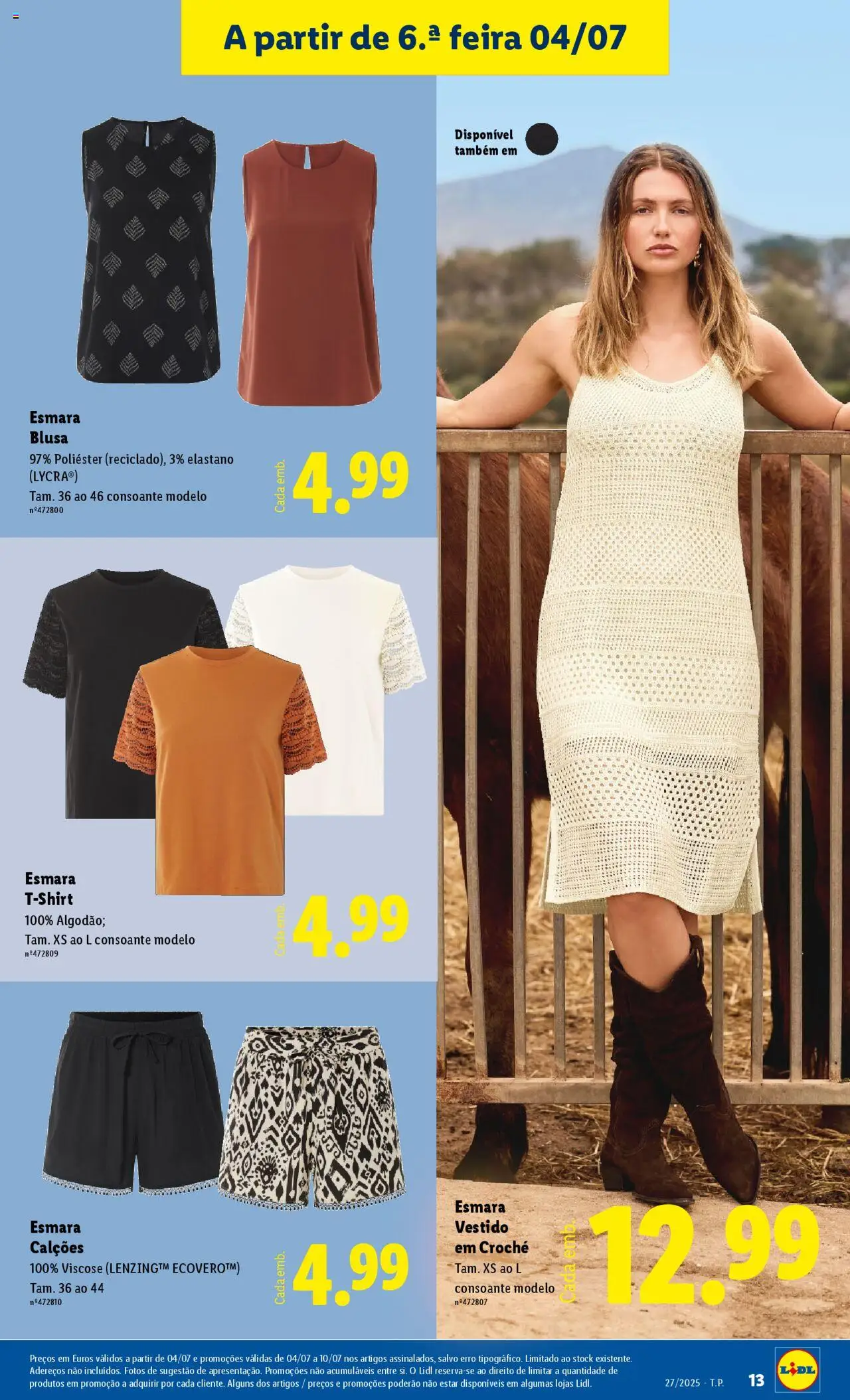 Lidl Novidades │ válido de 30.06.2025 | Página: 13 | Produtos: Vestido, Calções, Blusa