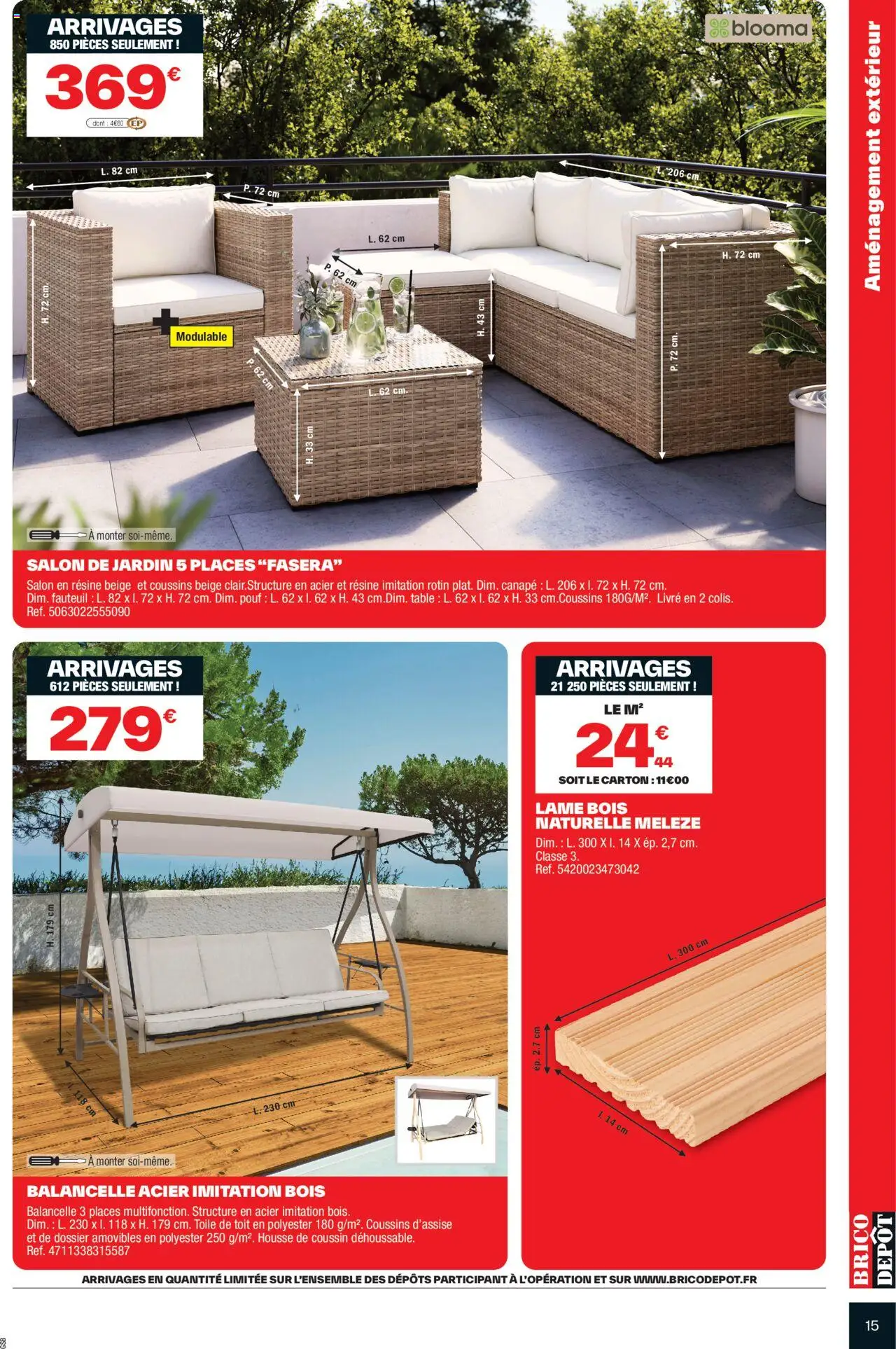  | Page: 15 | Produits: Salon de jardin, Canapé, Fauteuil, Livre
