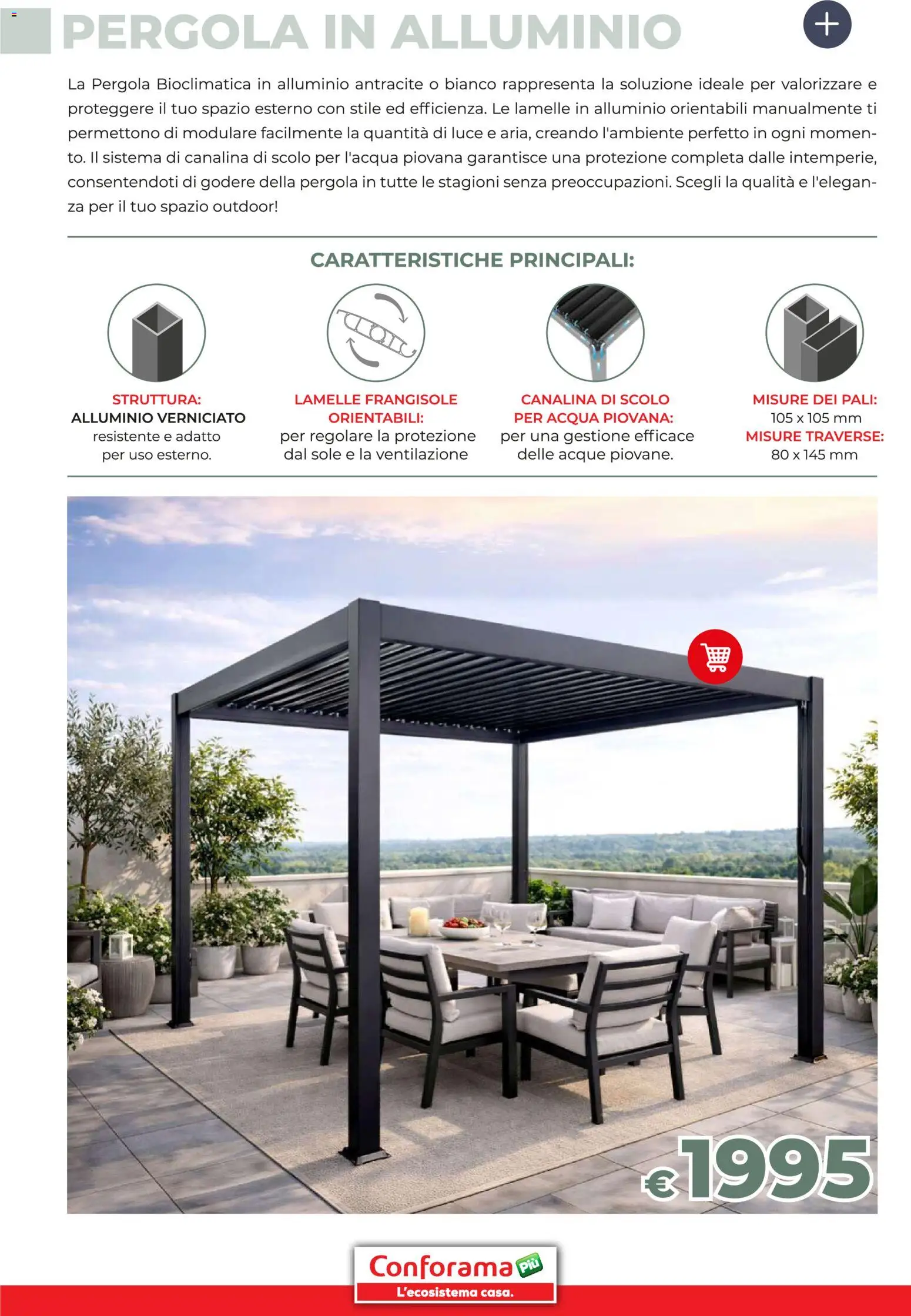 Volantino Conforama del 19.03.2026 | Pagina: 4 | Prodotti: Acqua, Pergola, Alluminio
