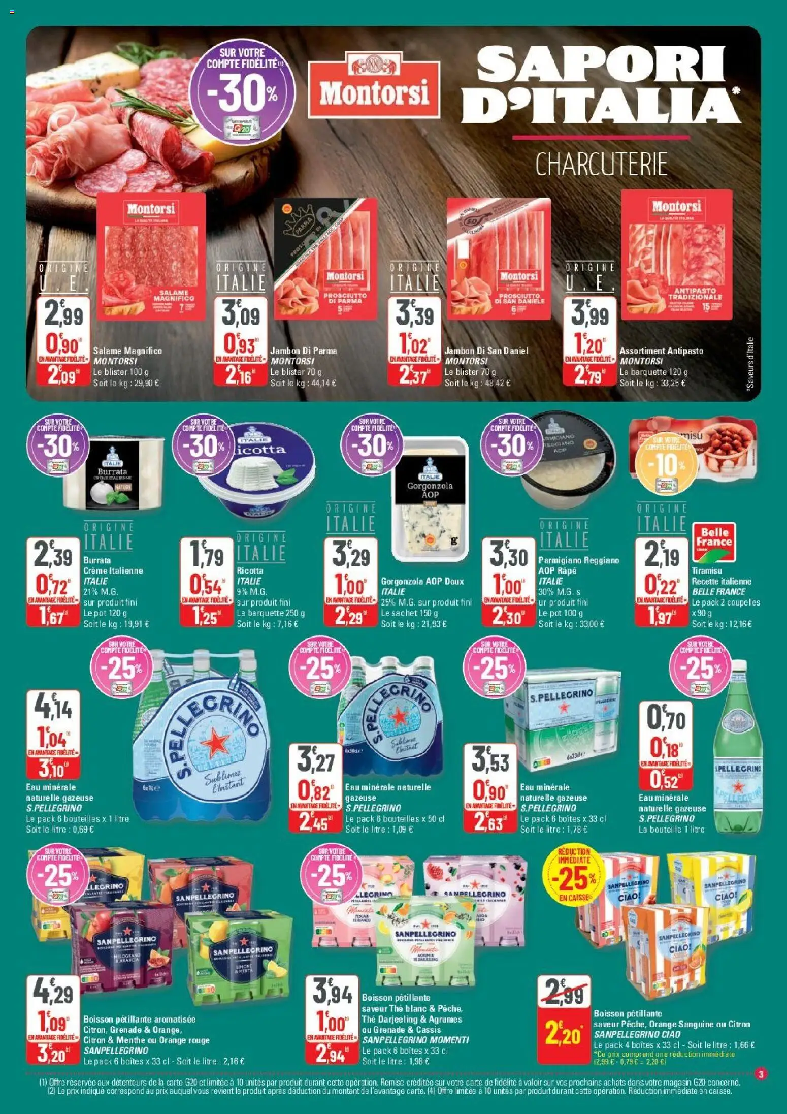 {H1} | Page: 3 | Produits: Eau minérale, Eau minérale naturelle, Burrata, Jambon