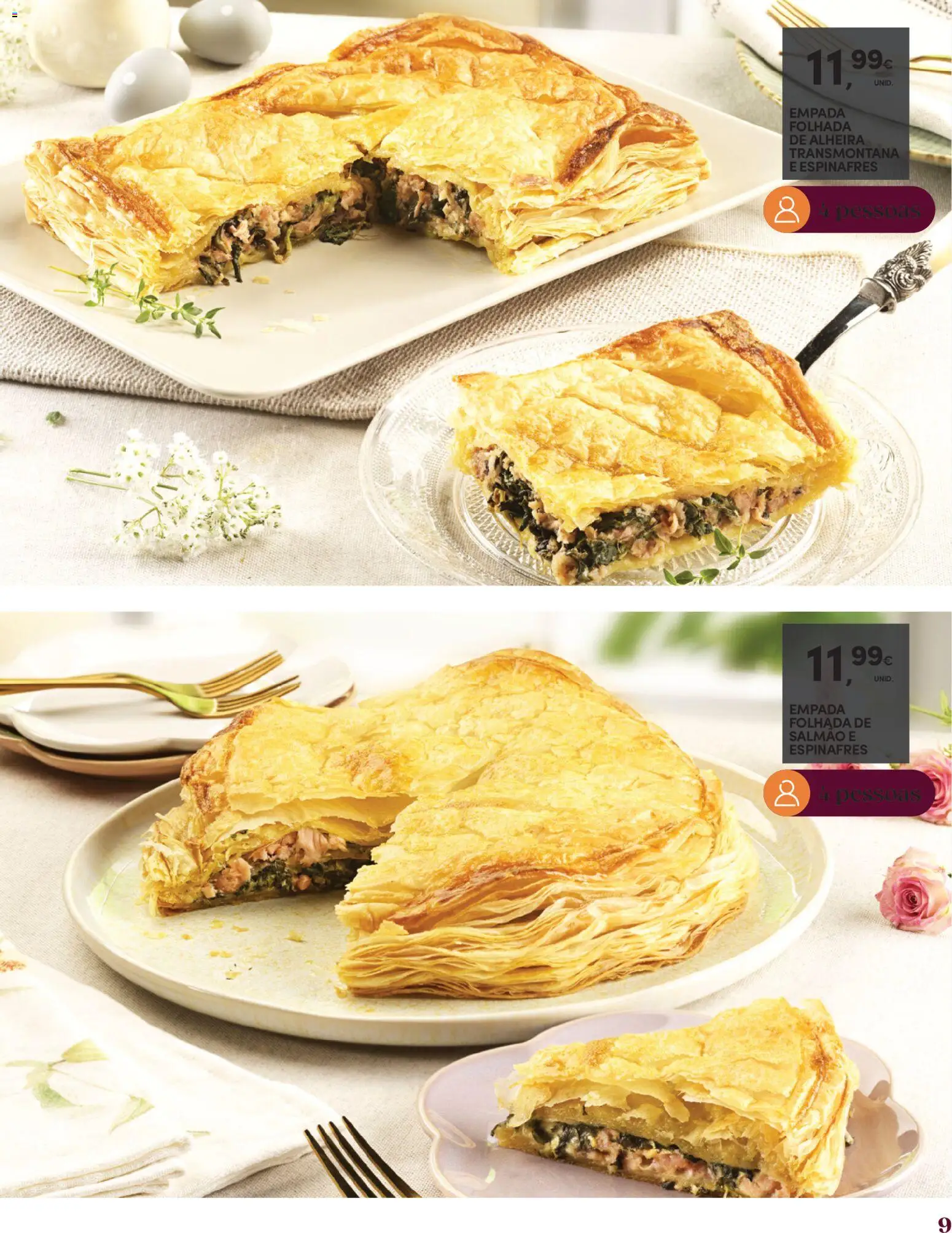 Continente - Catálogo Take Away Páscoa │ válido de 17.03.2026 | Página: 9 | Produtos: Espinafres, Salmão, Alheira