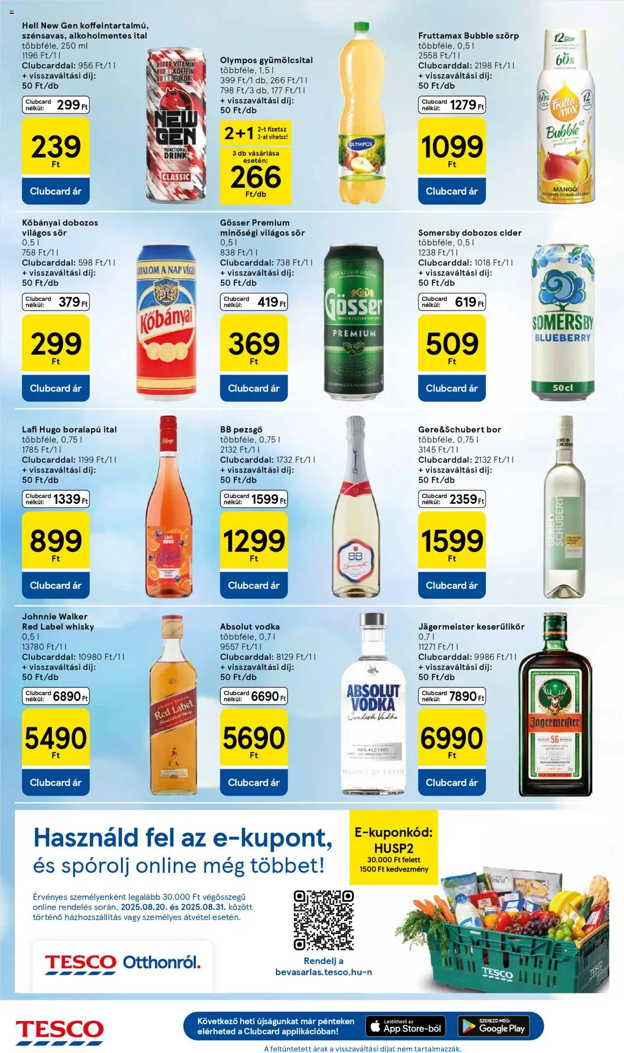 Tesco akciós ujság - amely érvényes a következő dátumtól: 28.08.2025 | Oldal: 6 | Termékek: Absolut vodka, Gösser, Cider, Bor