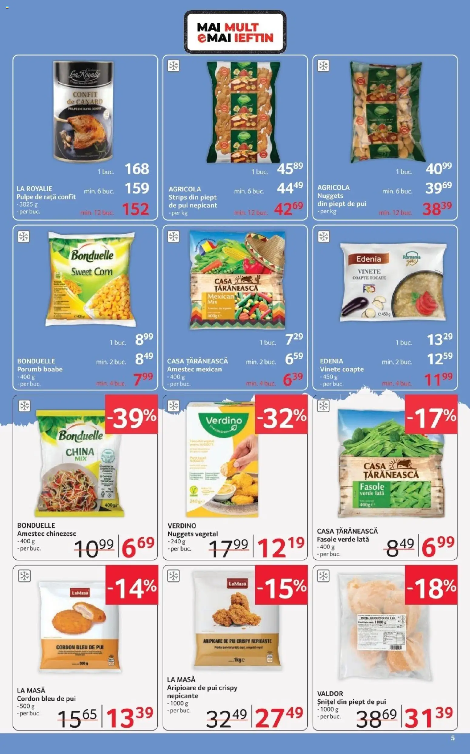 Noul catalog Selgros – valabil de la 20.03.2026 | Pagină: 5 | Produse: Hacıyatmaz Kedi Oyuncağı, Cordon bleu, Fasole verde, Porumb