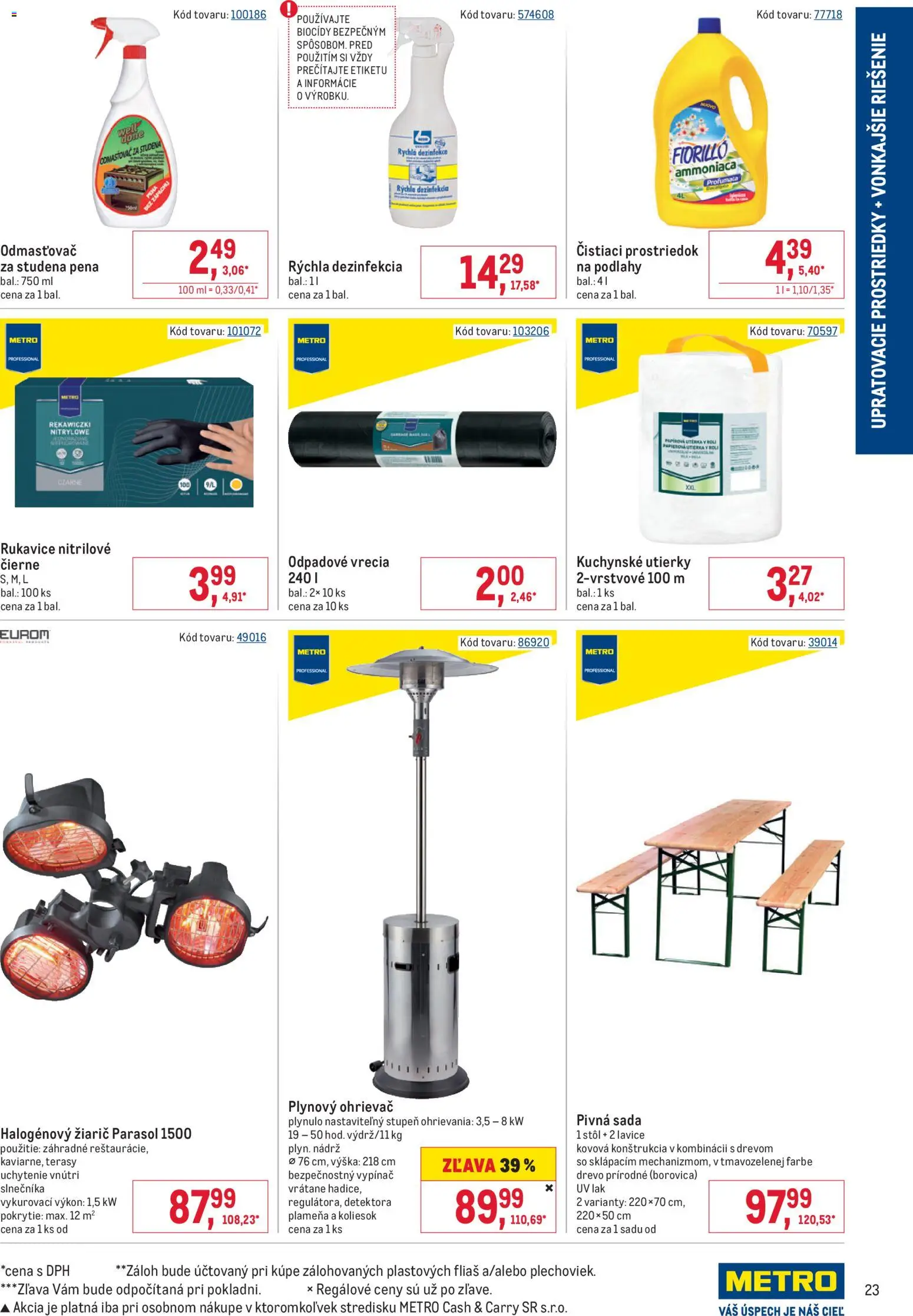 Nové Metro akcie – leták je platný od 19.11.2025 | Strana: 23 | Produkty: Žiarič, Stôl, Ohrievač