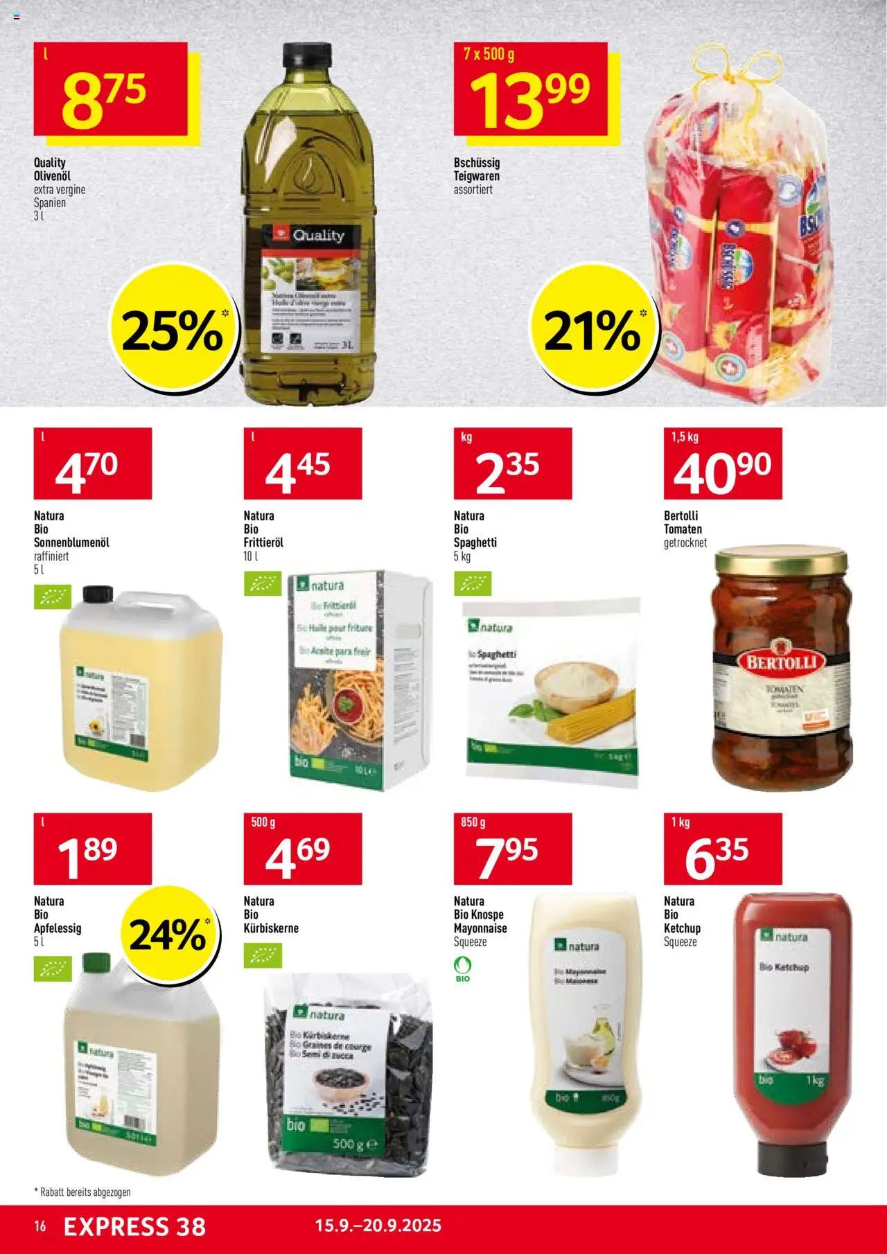 Prodega Aktionen – gültig ab 15.09.2025 | Seite: 16 | Produkte: Teigwaren, Tomaten, Mayonnaise, Hülle