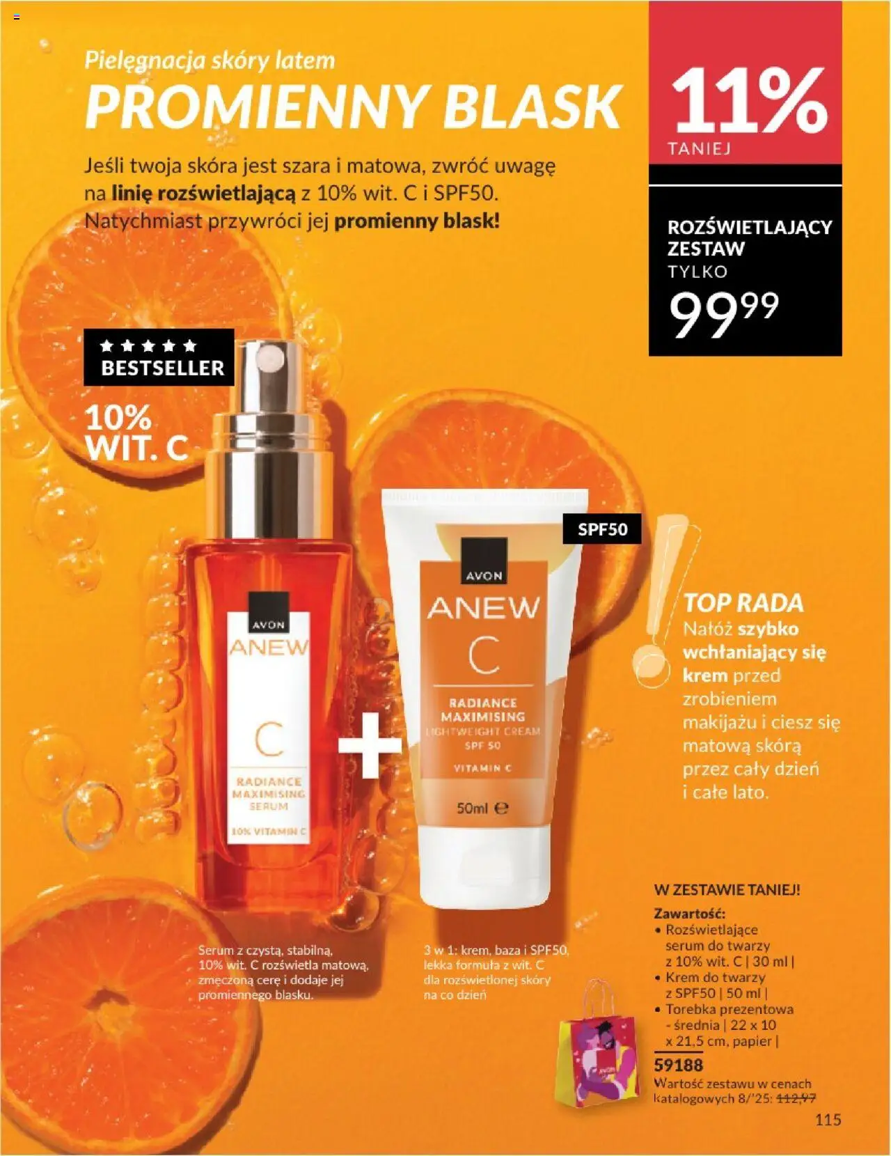 Avon Katalog 08 2025 od 01.08.2025 | Strona: 115 | Produkty: Torebka, Krem, Krem do twarzy, Serum do twarzy