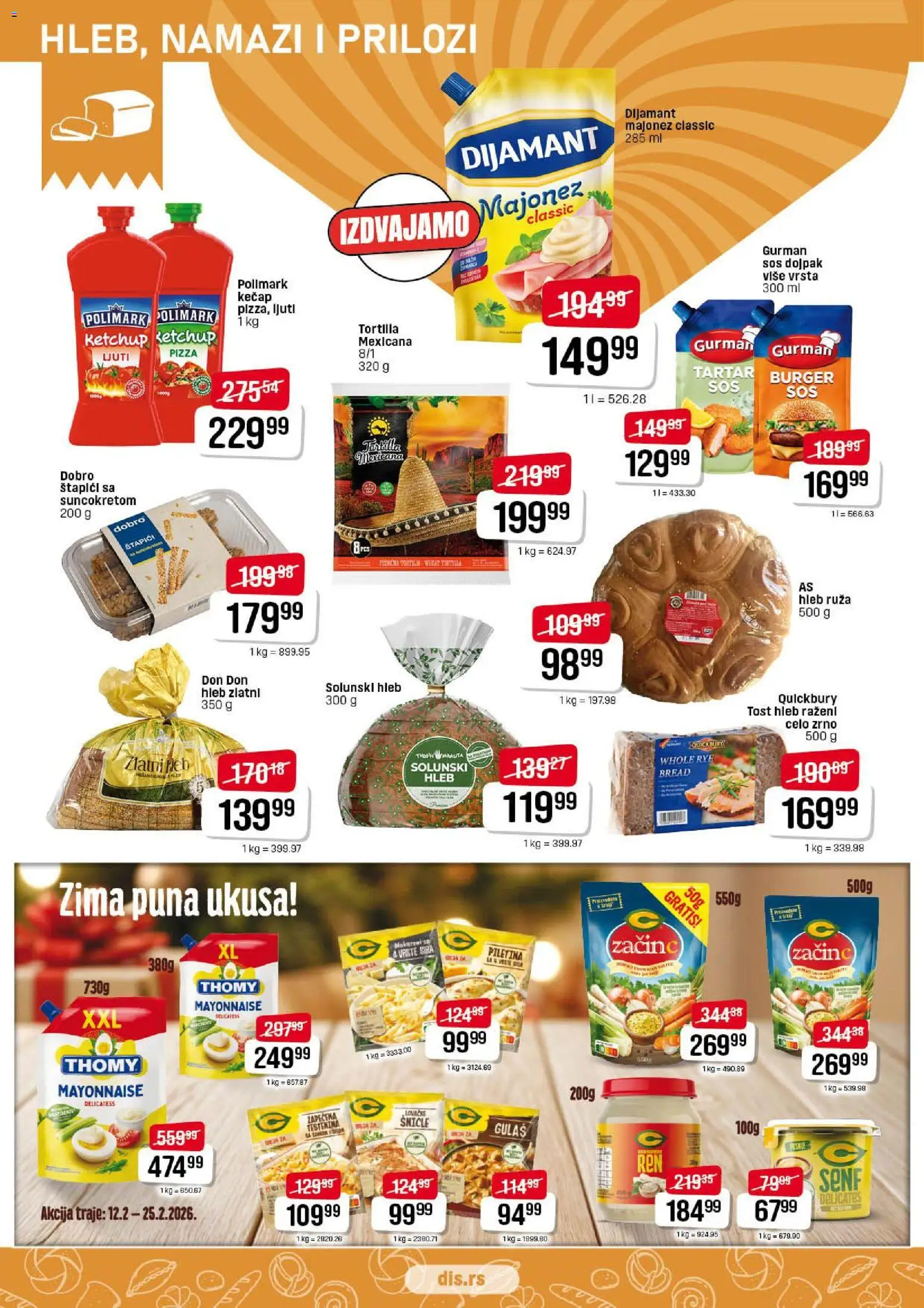 DIS katalog - važi od 12.02.2026 | Strana: 6 | Proizvode: Kečap, Senf, Burger, Hleb