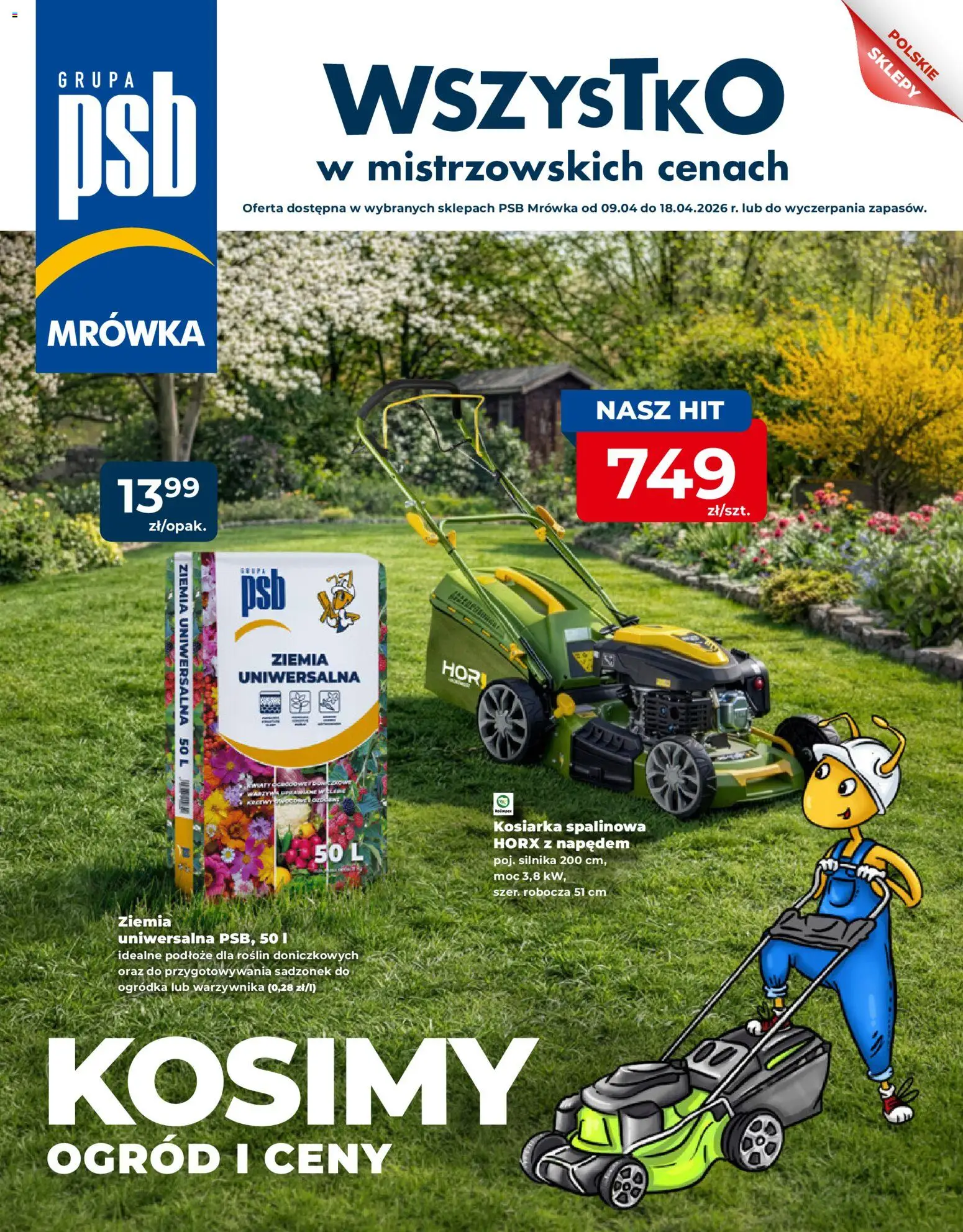 Mrówka gazetka - Lubliniec od 09.04.2026 | Strona: 1 | Produkty: Ziemia uniwersalna, Kosiarka, Ziemia