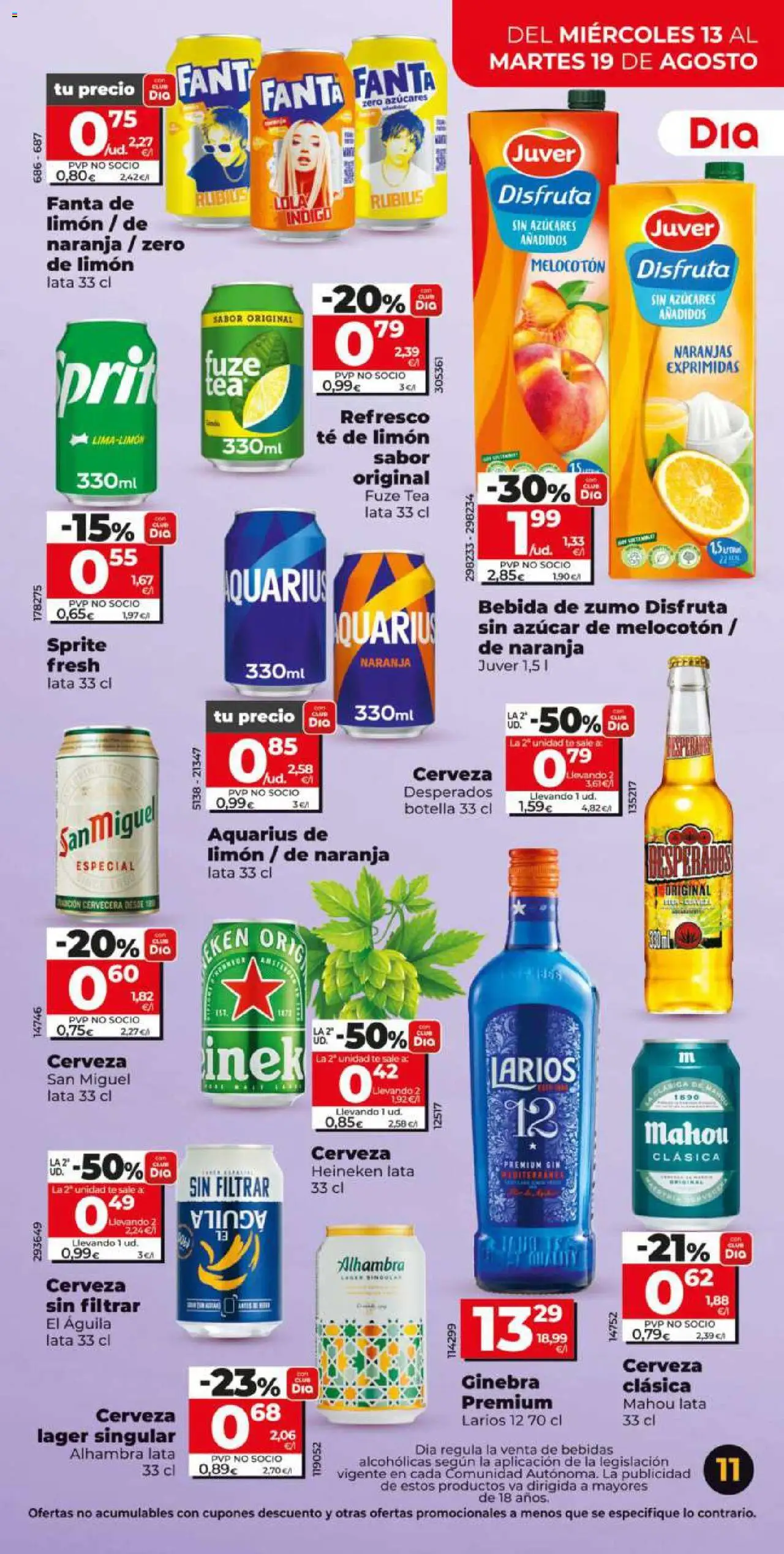 Dia - folleto Market │ válido desde el 13.08.2025 | Página: 11 | Productos: Cerveza, Ginebra, Πρίζες, Παρμεζάνα