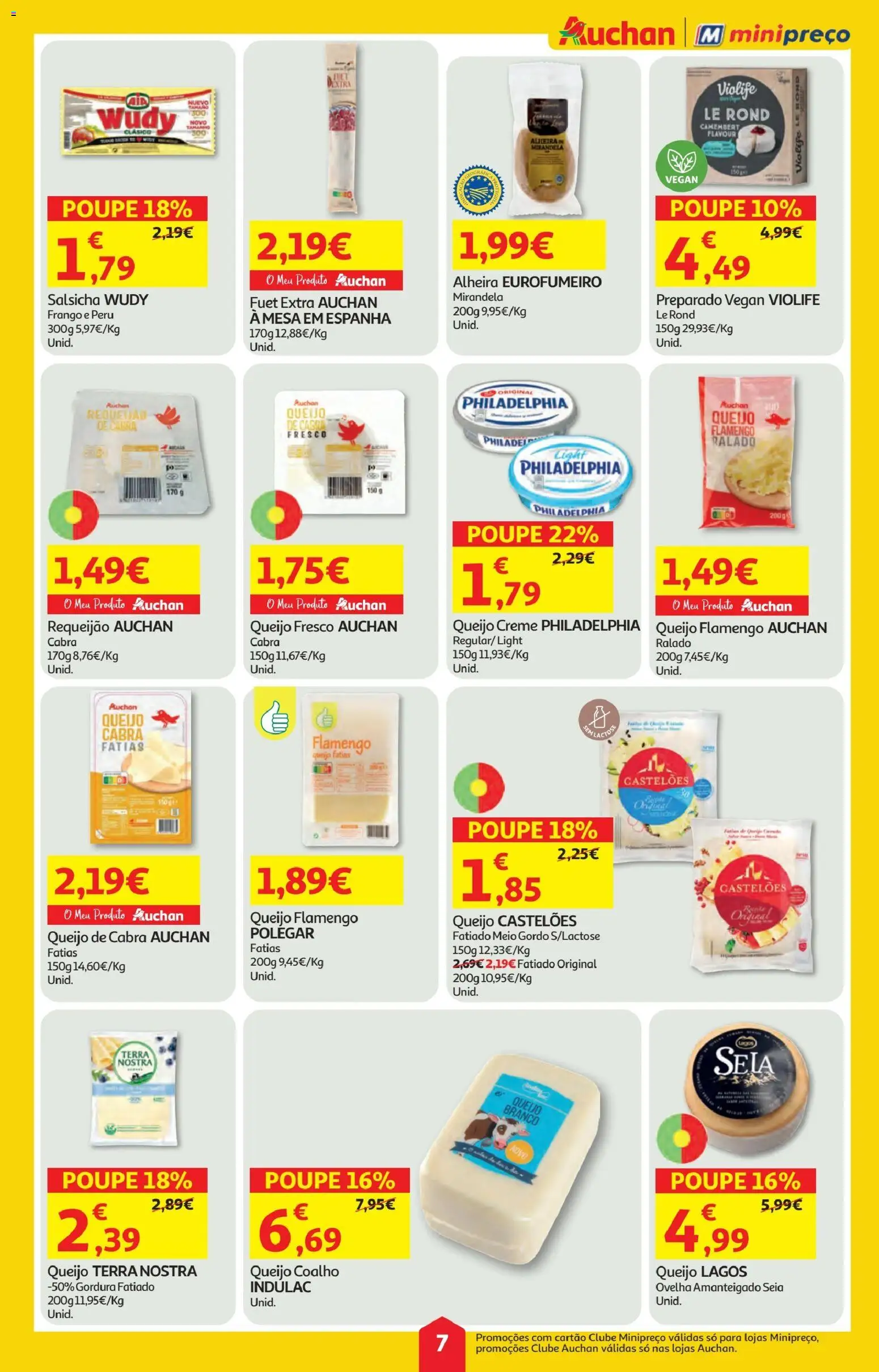 Minipreço folheto │ válido de 23.10.2025 | Página: 7 | Produtos: Salsicha, Mesa, Queijo, Requeijão