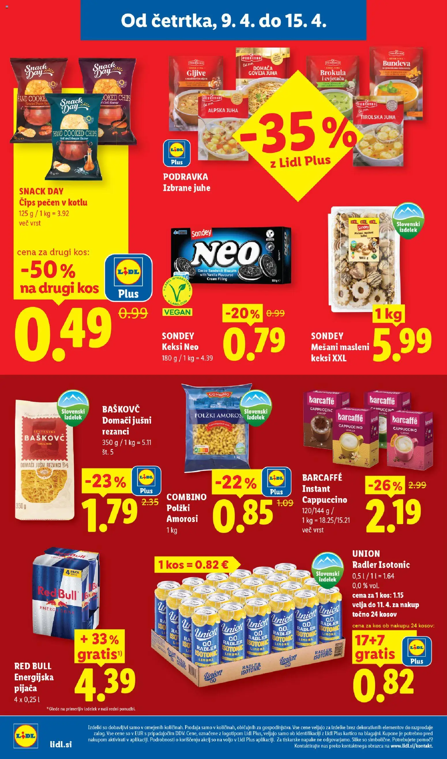 Novi Lidl katalog ponudbe – veljaven od 09.04.2026 | Stran: 8 | Izdelki: Keksi, Radler, Testenine, Cips